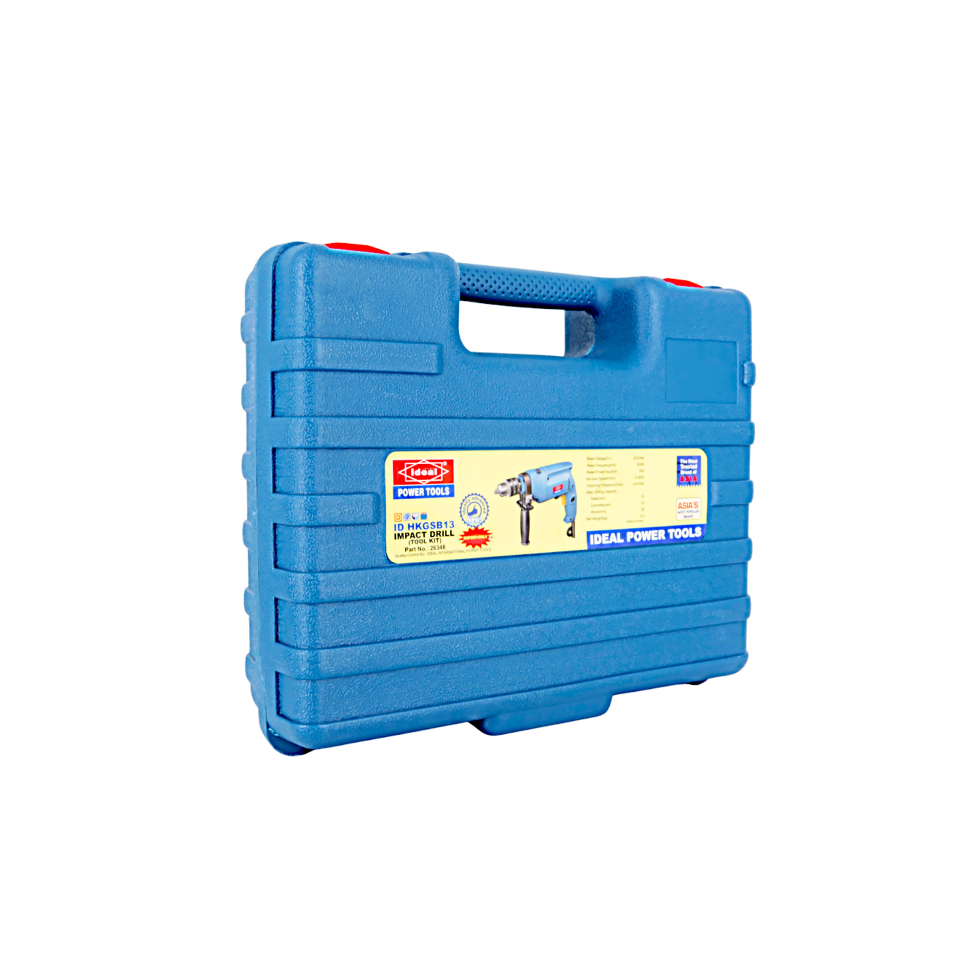 Blue colored tool case with a visible 'Ideal' brand label on a white background