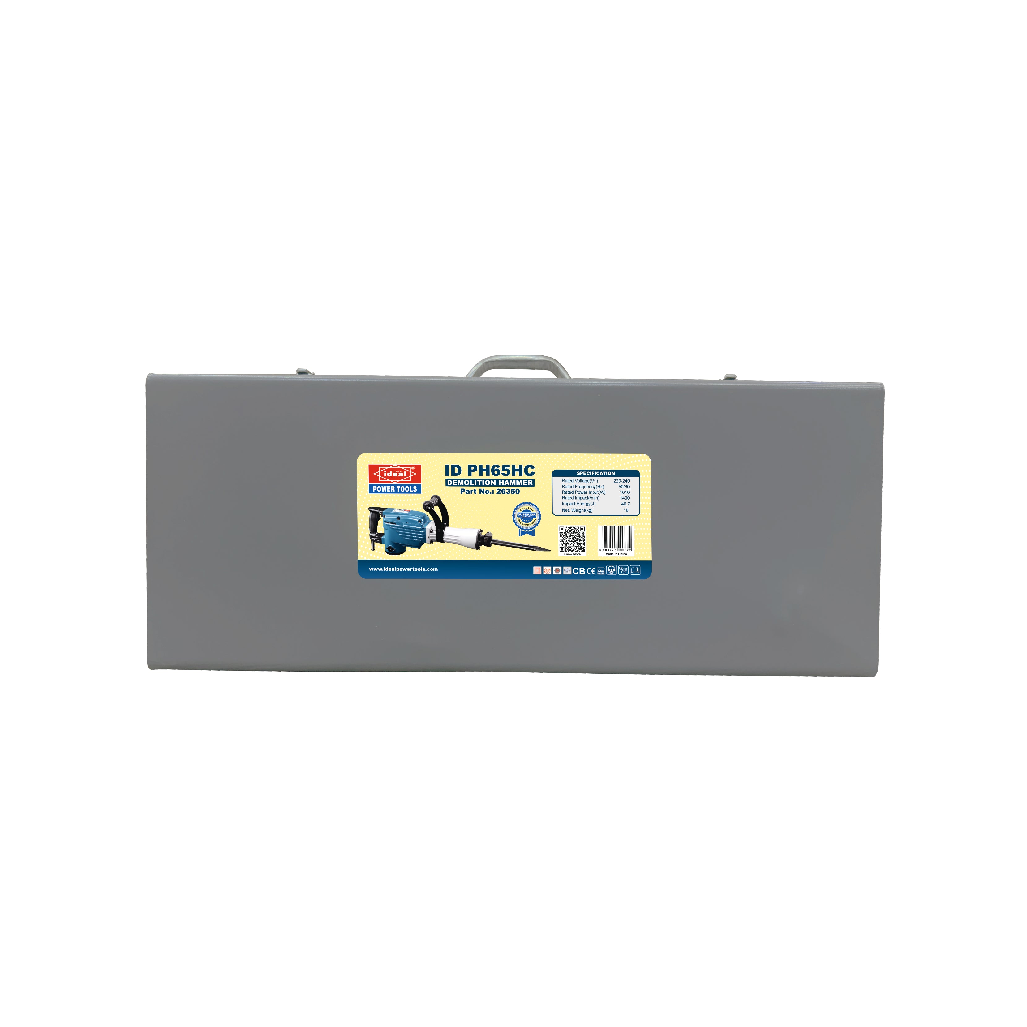A box of Ideal Power Tools ID PH65HC Demolition Hammer