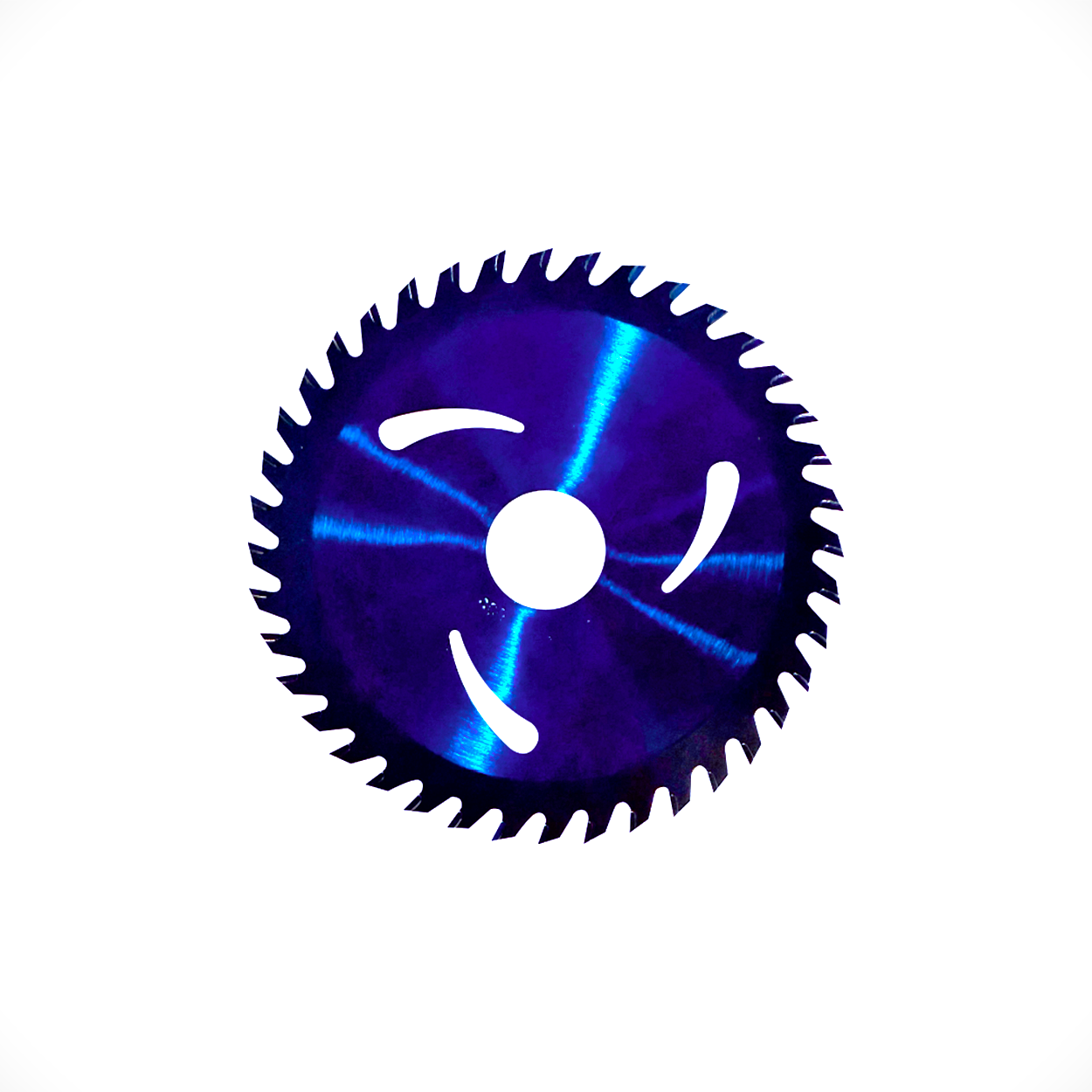 Blue circular saw blade 4.5 inch by 40 tooth on a white background