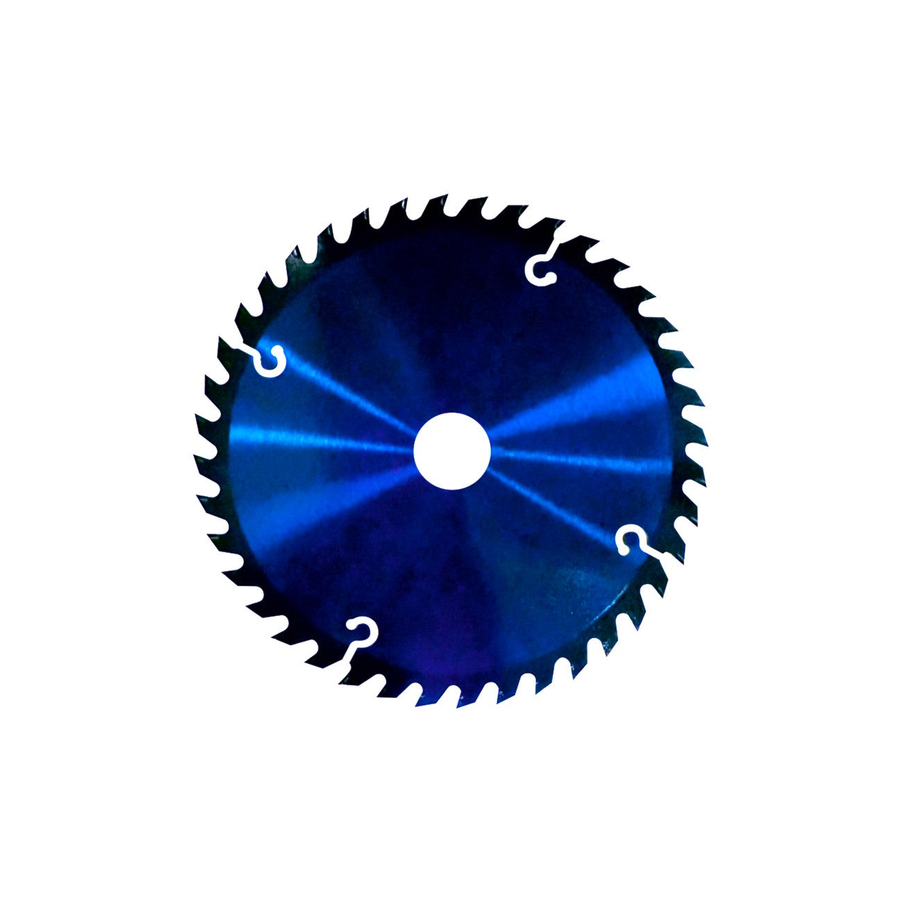 Blue circular saw 7 inch by 40 tooth blade on a white background
