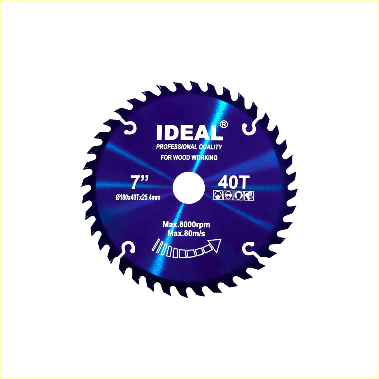 Circular saw 7 inch by 40 tooth blade with 'Ideal' branding on a white background