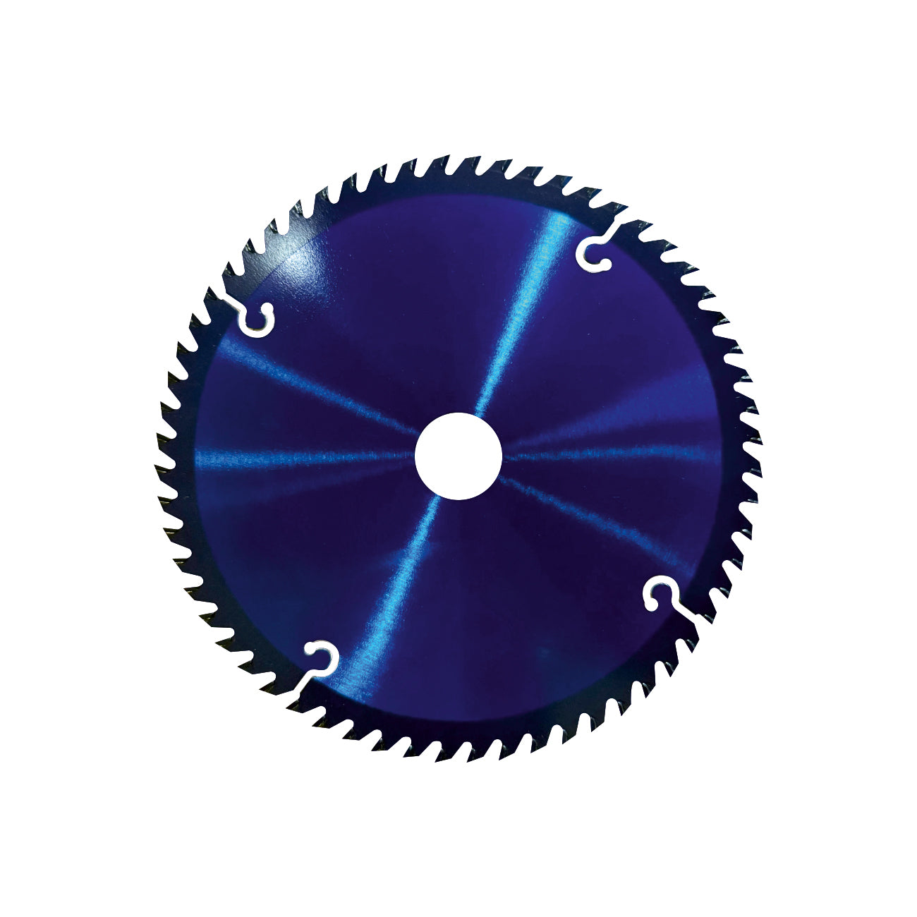 Circular saw blade 7 inch by 60 tooth with blue finish on a white background
