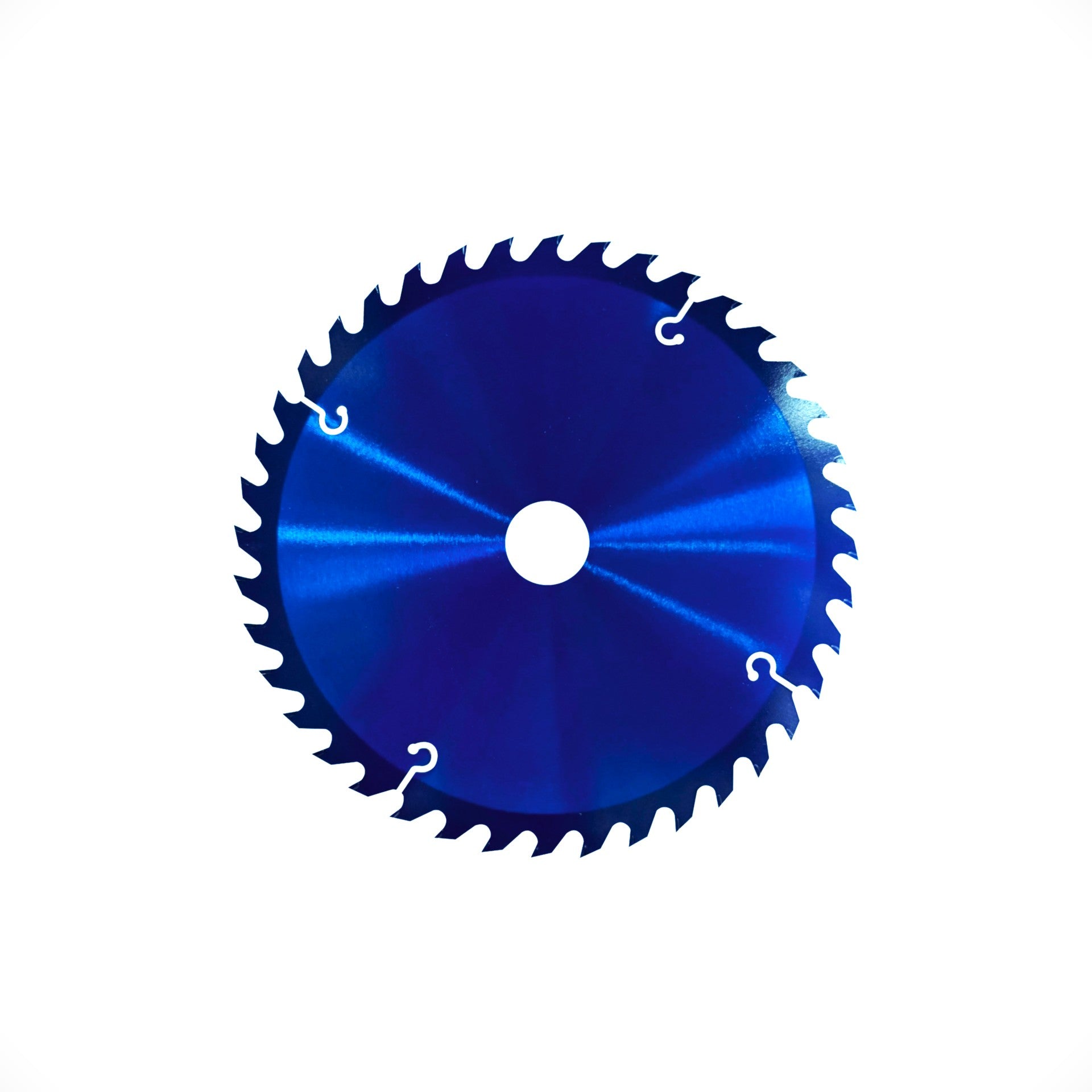 Blue circular saw blade 9 inch by 40 tooth on a white background