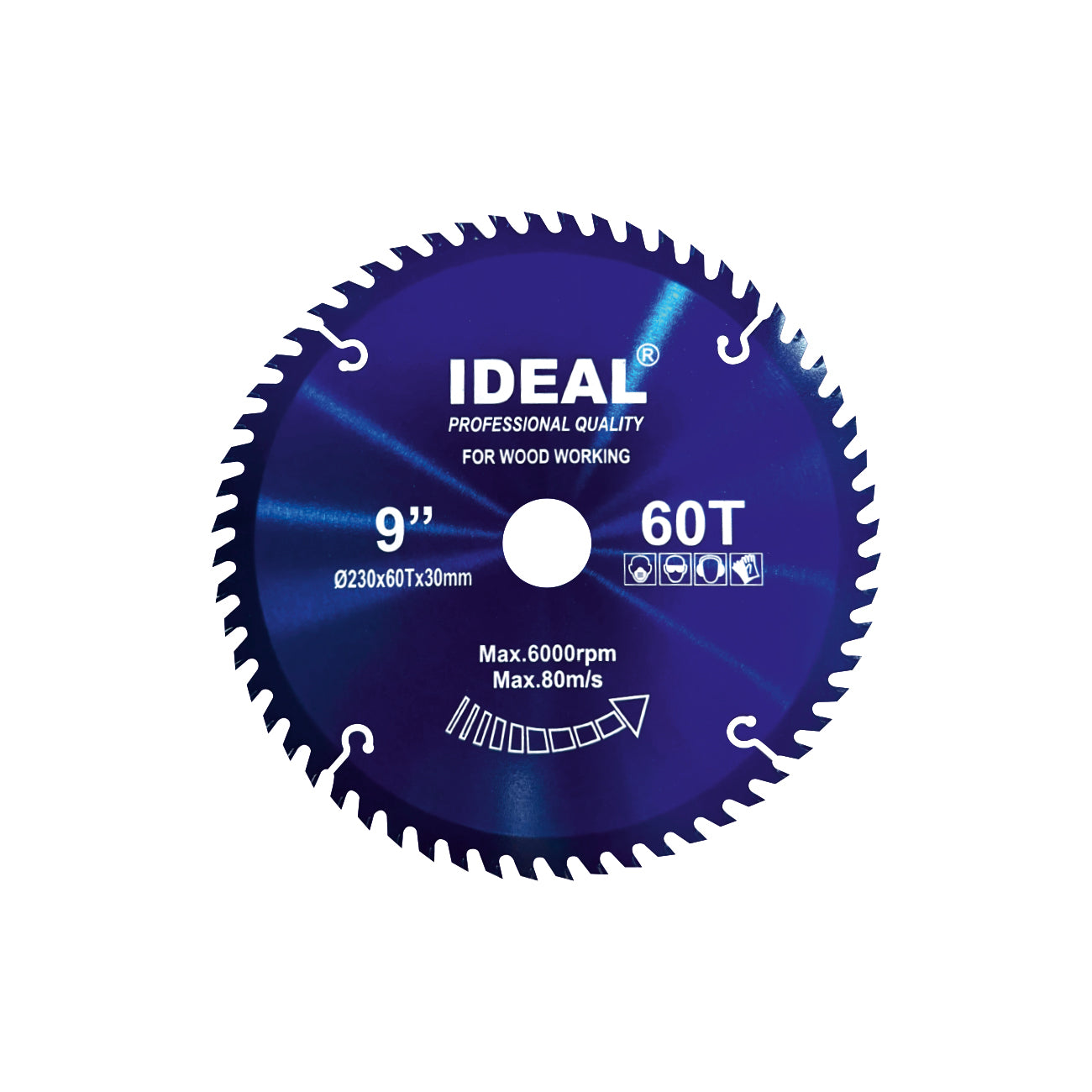 Circular saw blade 9 inch by 60 tooth with 'Ideal' branding on a white background