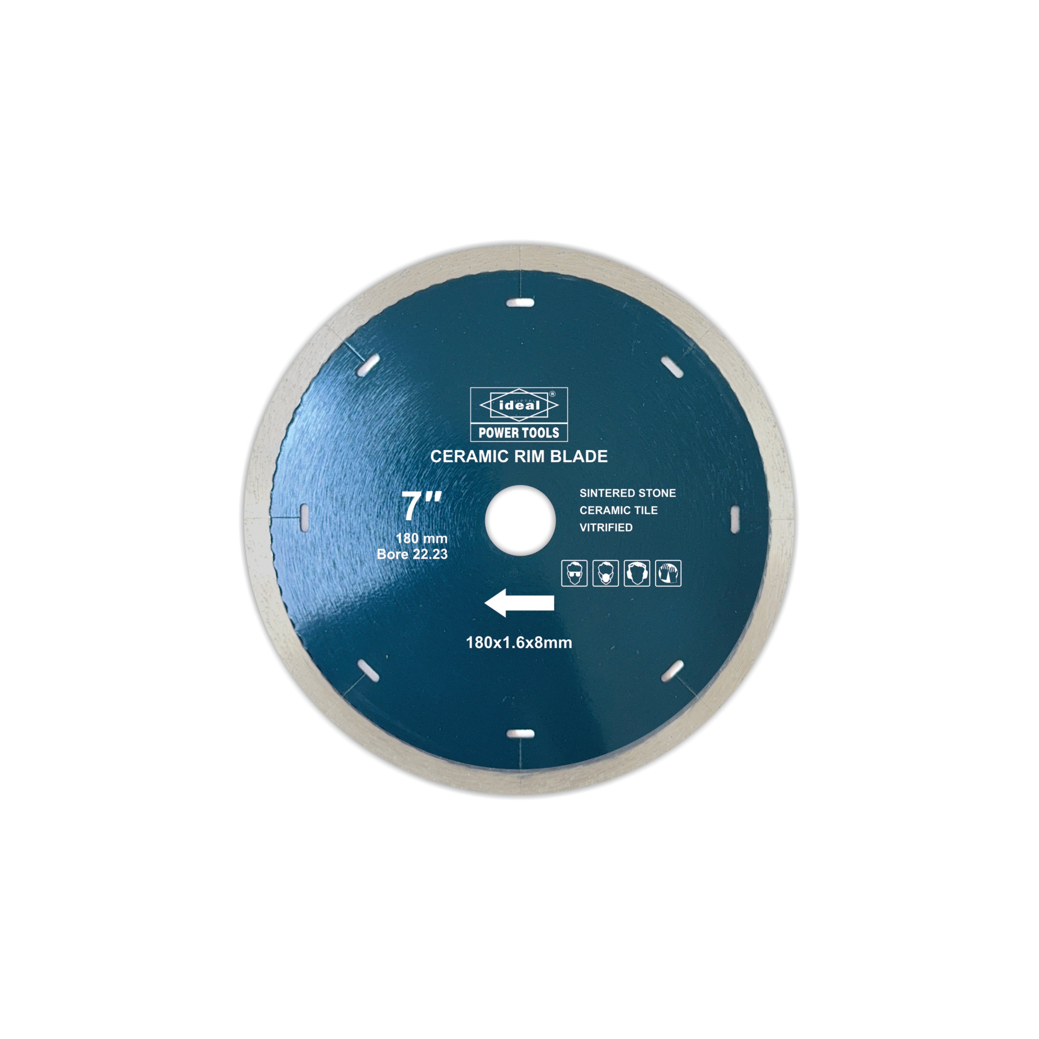 Ceramic Rim Blade(7 inch) with specifications on a white background