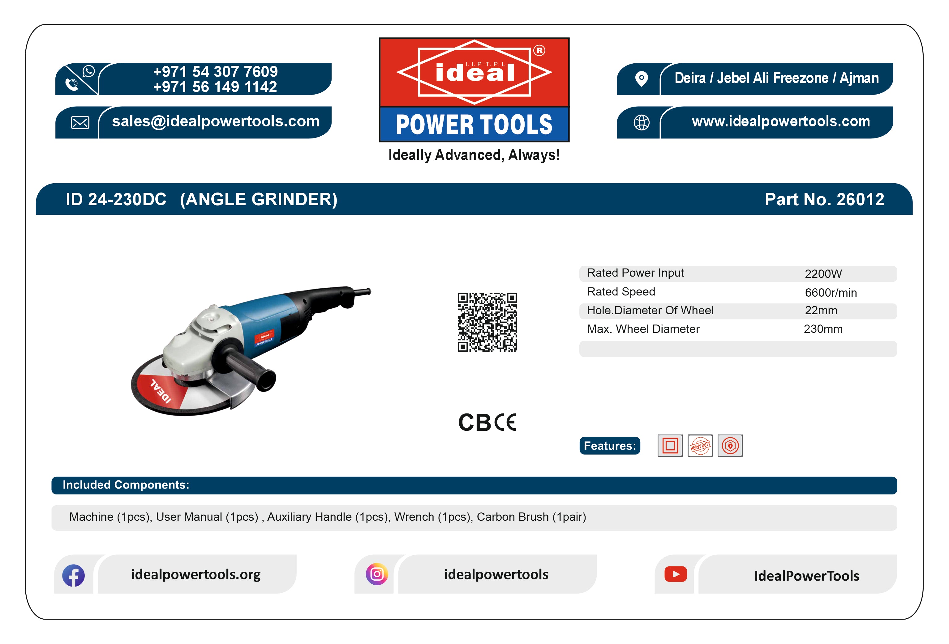 ID 24-230DC ELECTRIC ANGLE GRINDER MACHINE