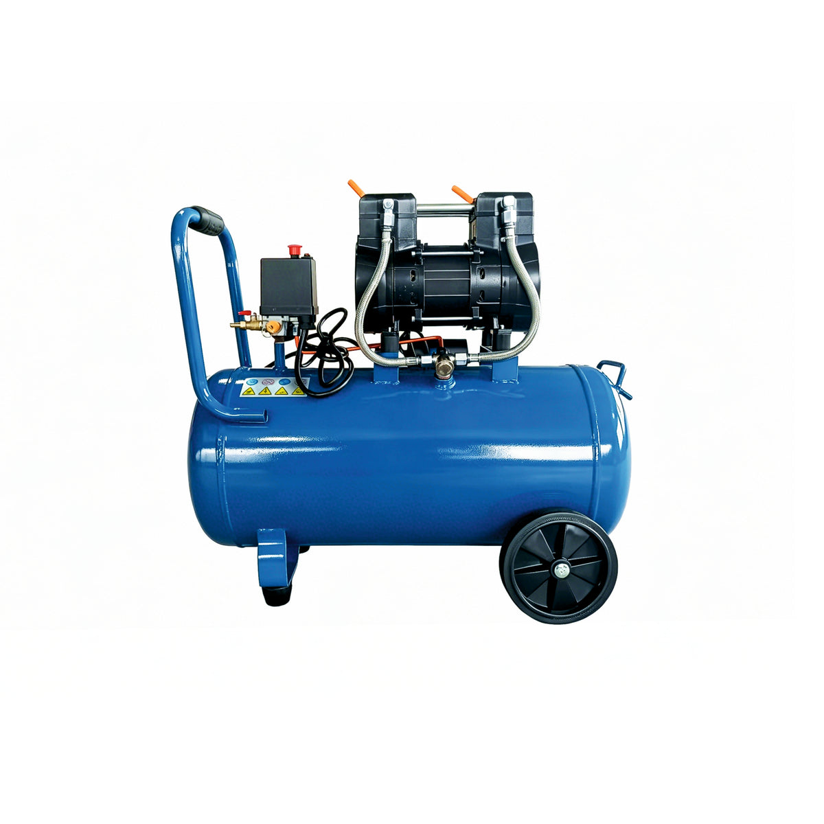 Blue air compressor on a white background