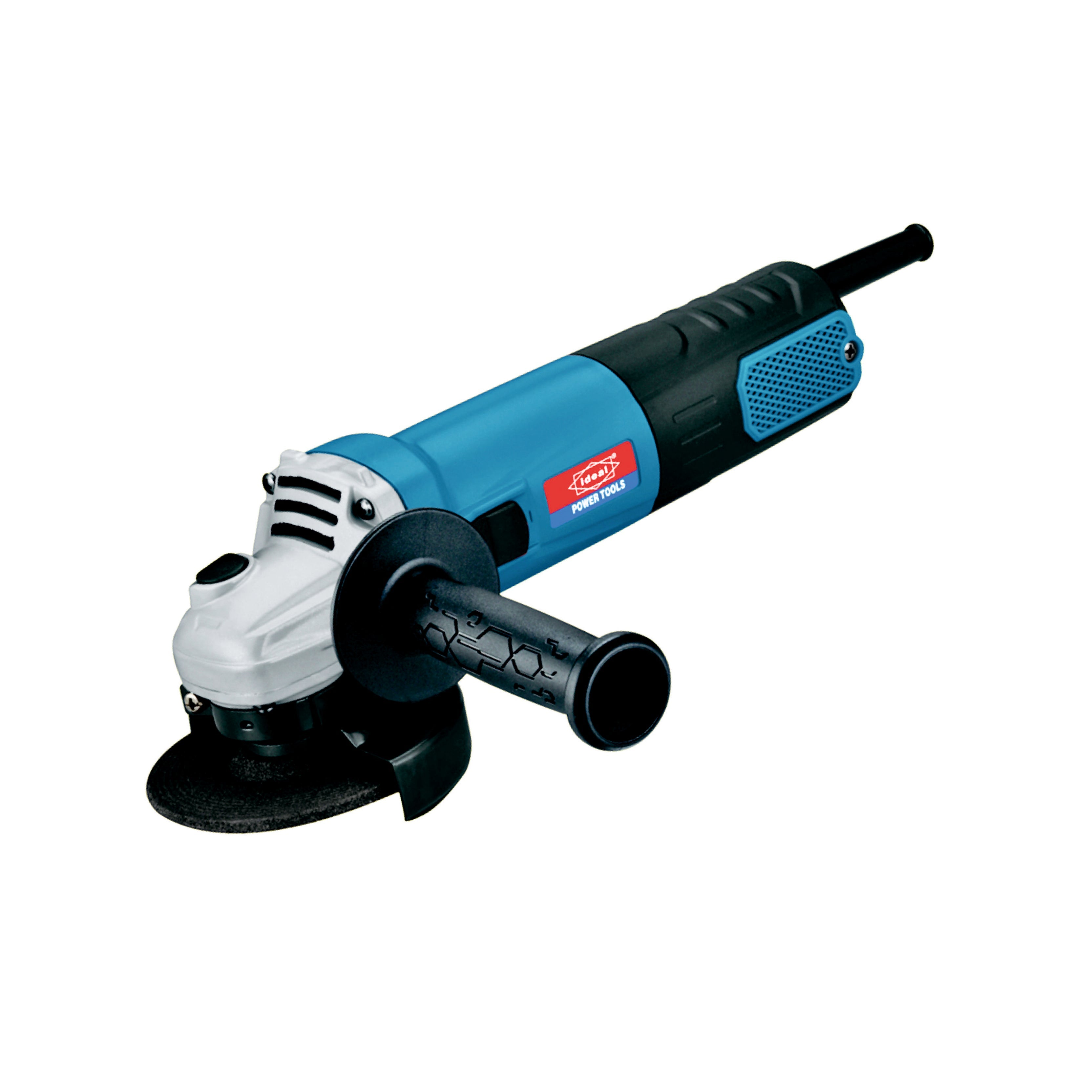 Angle Grinder Machine with brand logo on a white background