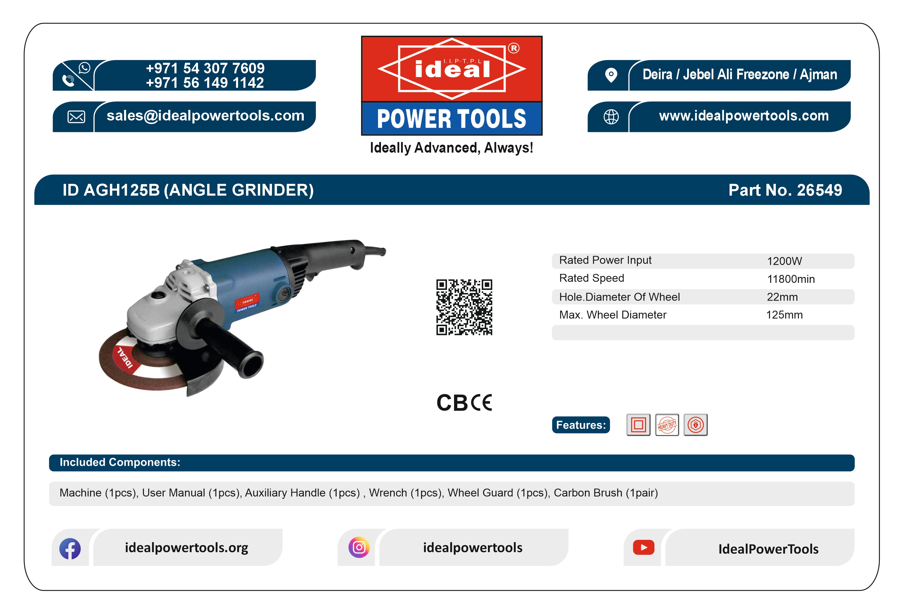 ID AGH125B ELECTRIC ANGLE GRINDER MACHINE
