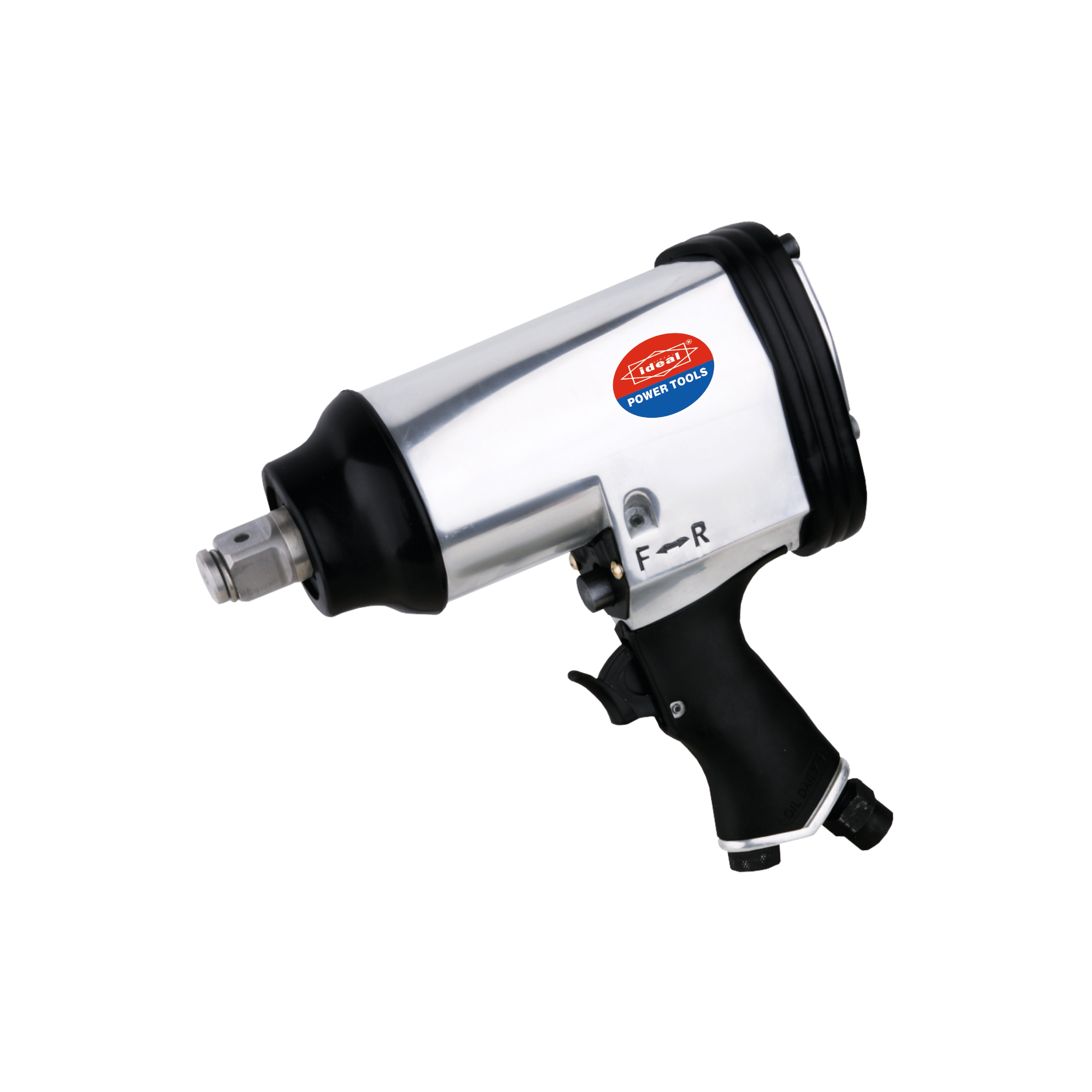 A pneumatic impact wrench machine with a silver body and black handle, featuring the brand name 'ID' on the side.