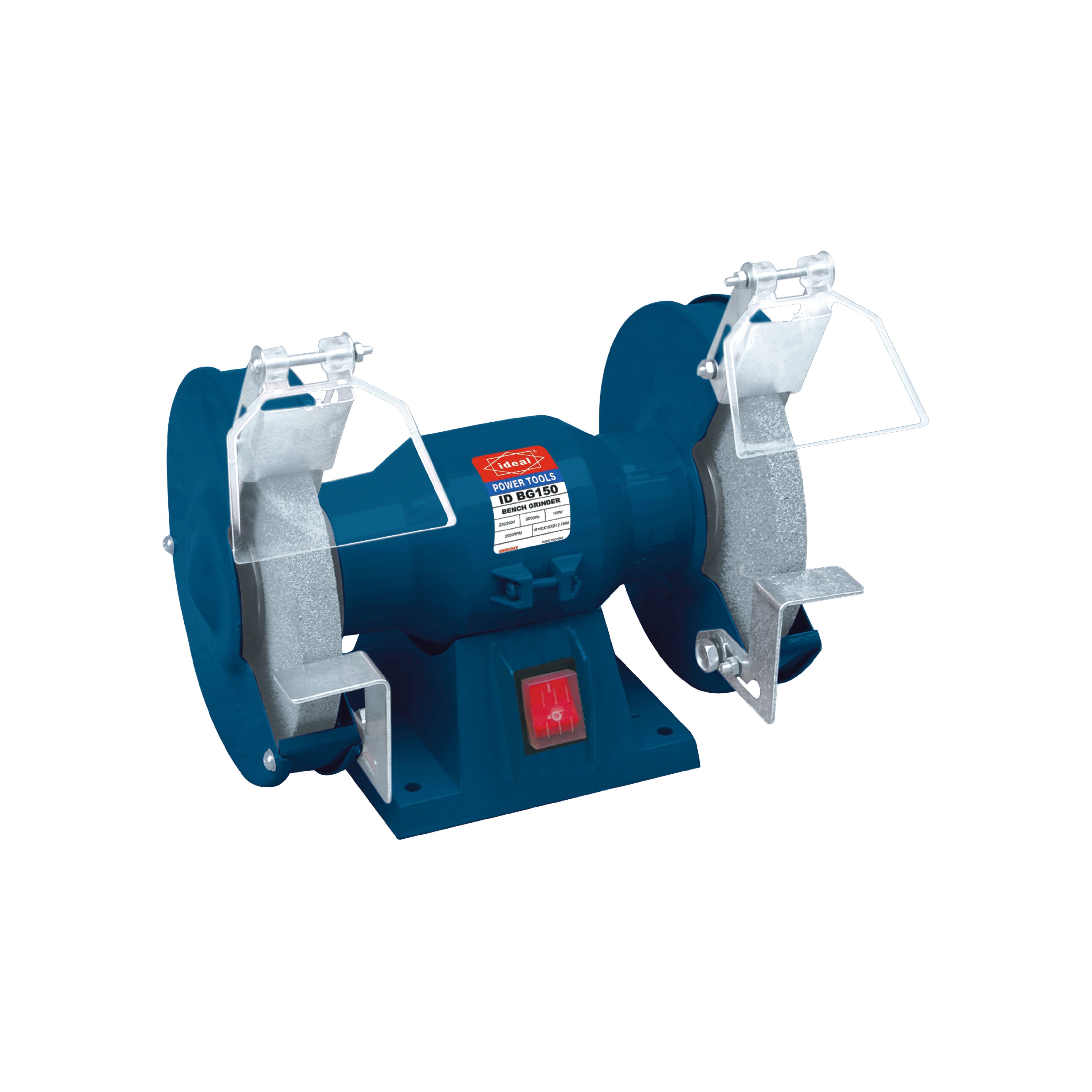 Bench Grinder Machine ID BG150 with 'Ideal' branding on a white background