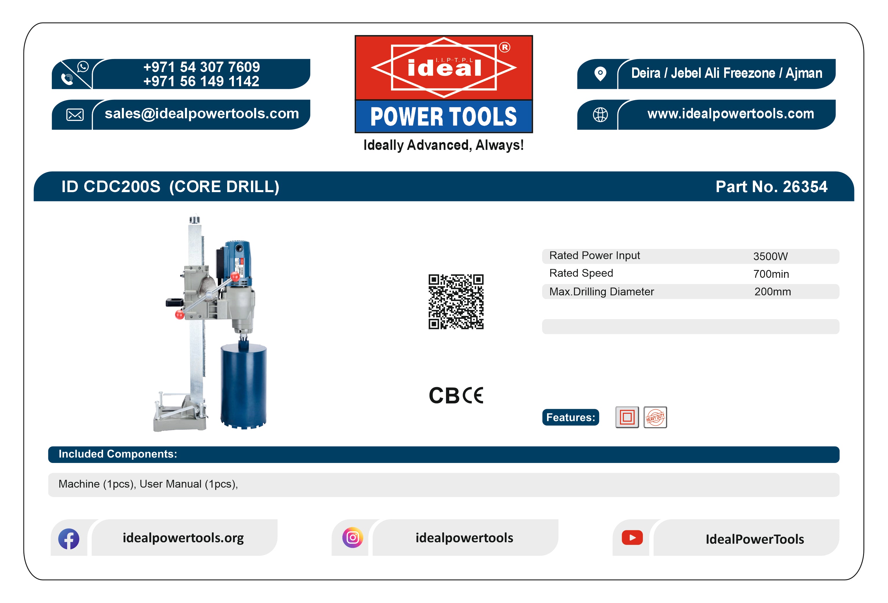 ID CDC200S ELECTRIC CORE DRILL MACHINE