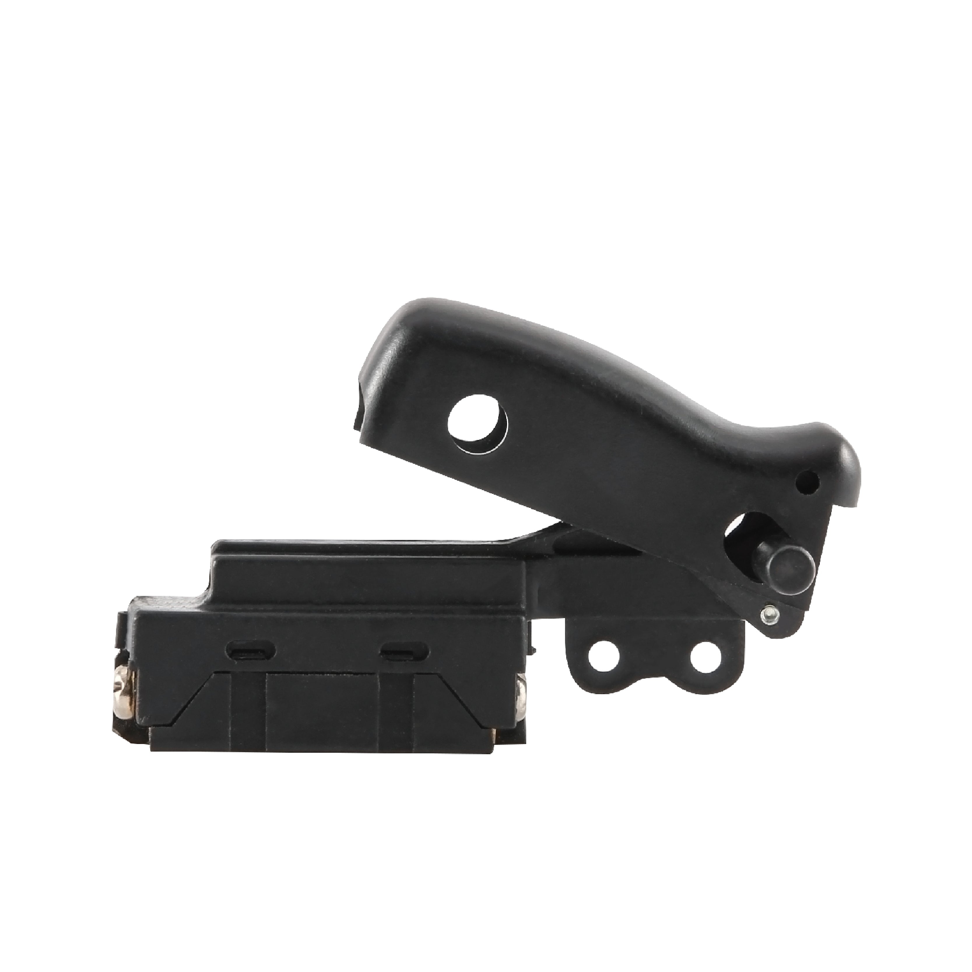 Black colored switch on a white background