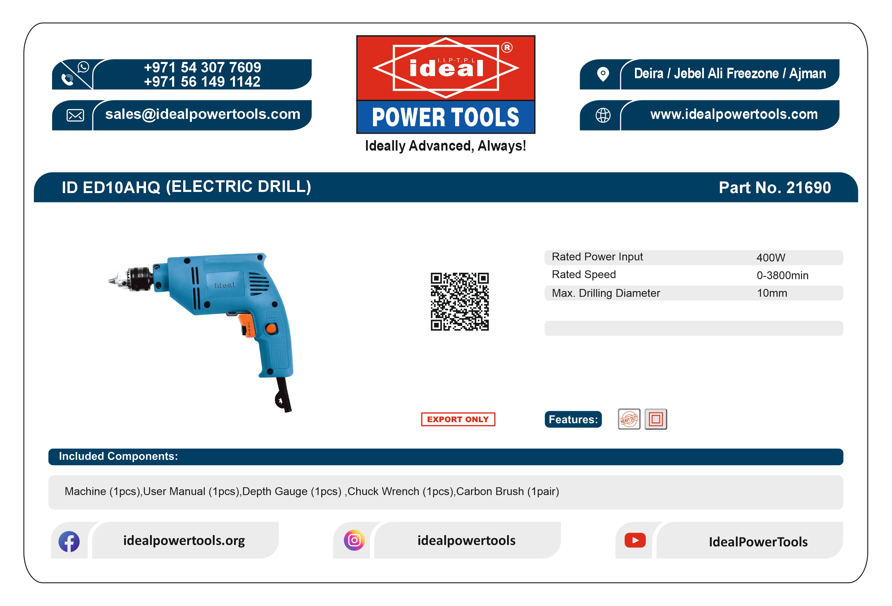 ID ED10AHQ ELECTRIC DRILL MACHINE