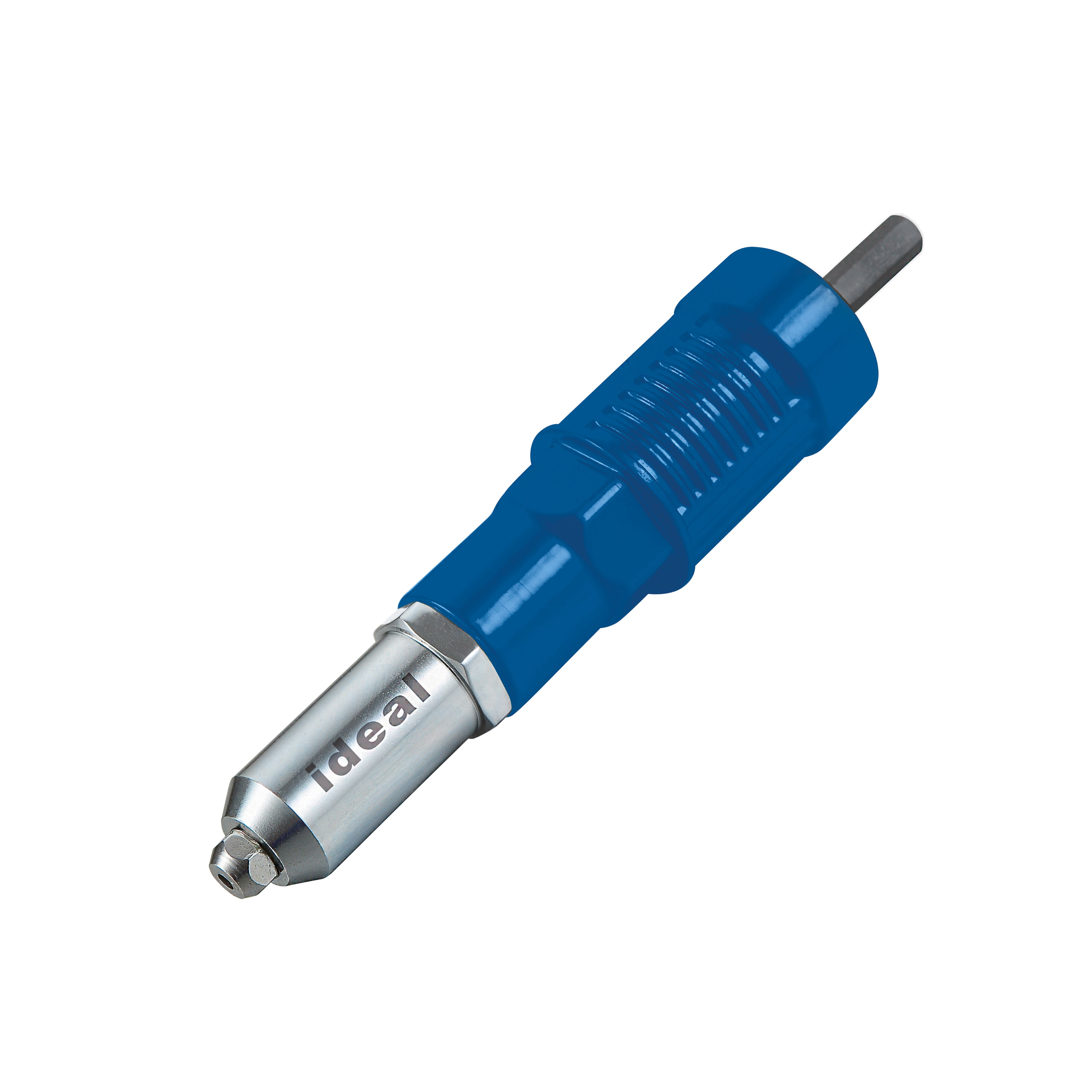 Blue and silver Electric Riveter Conversion Connector with 'Ideal' branding on a white background