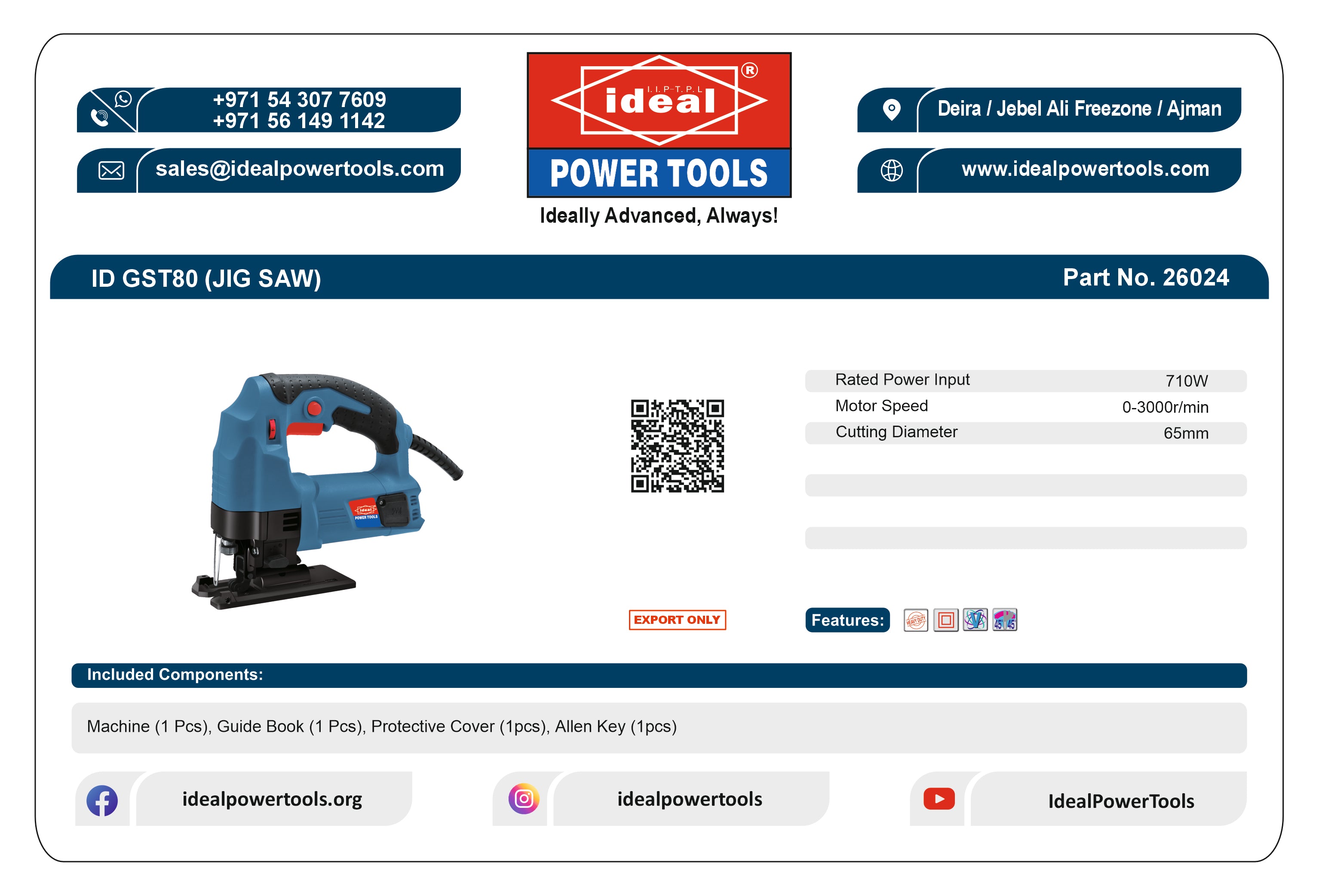 ID GST80 ELECTRIC JIGSAW MACHINE