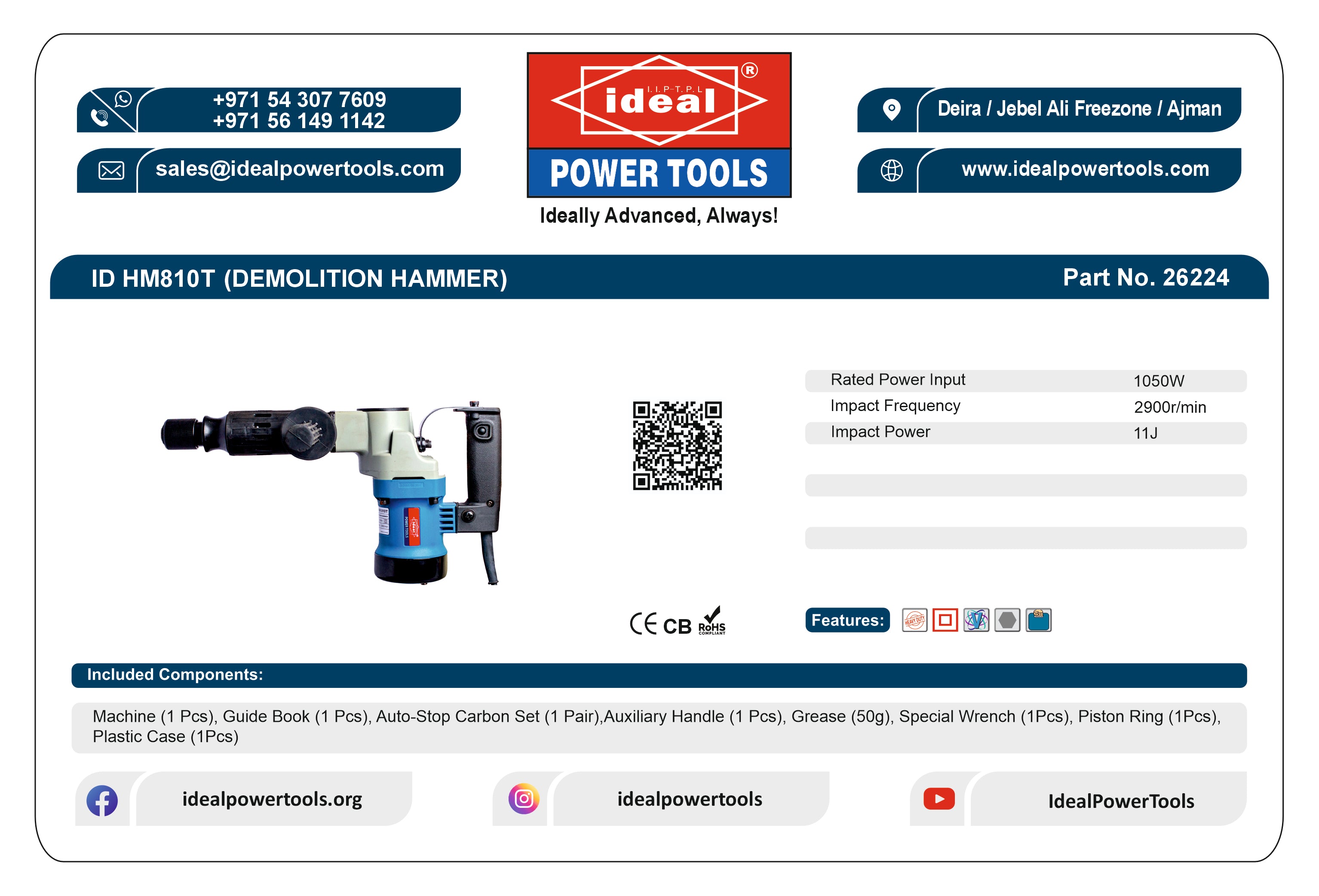 ID HM810T ELECTRIC DEMOLITION HAMMER MACHINE