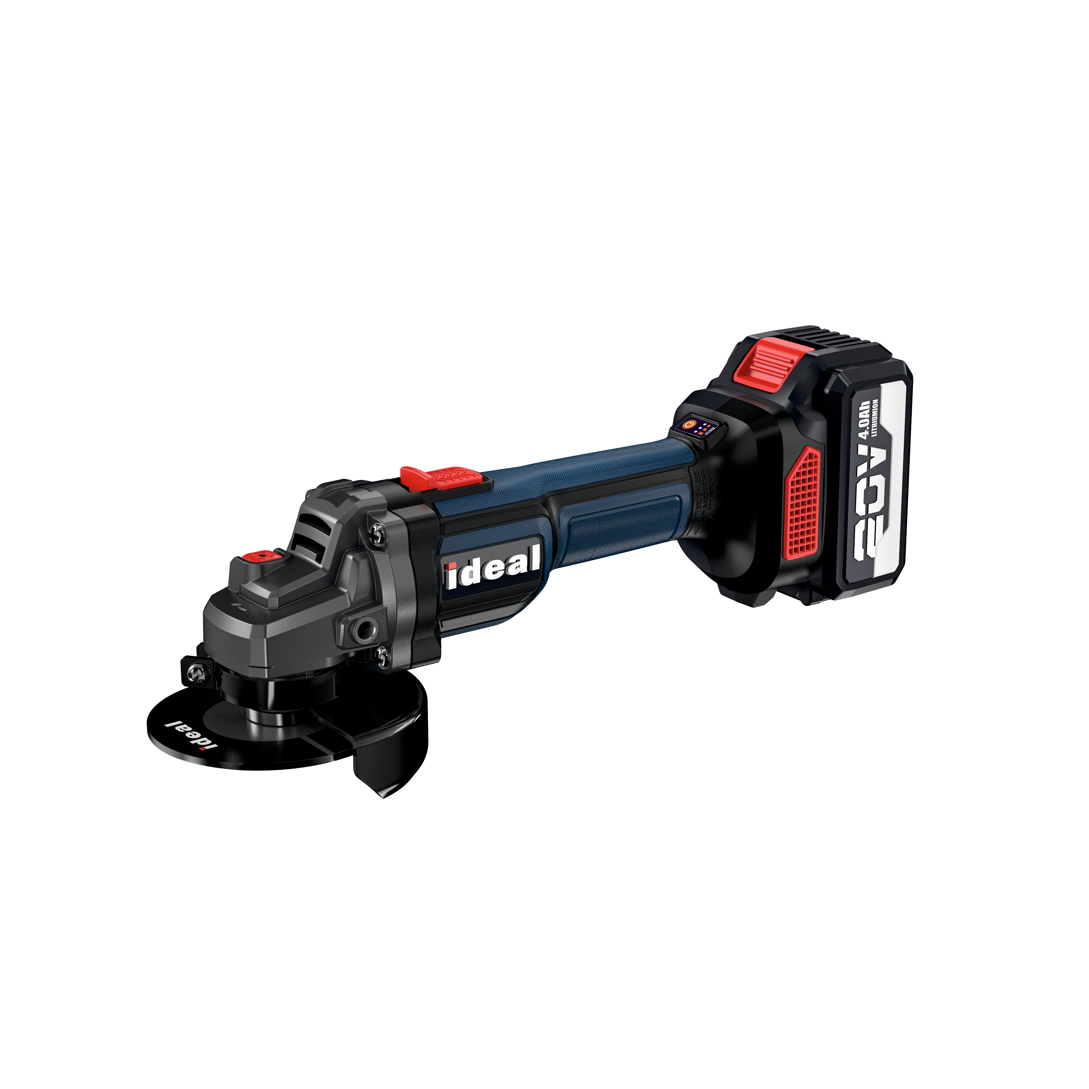 Angle grinder IDM AG-B125 with 'ideal' branding on a white background