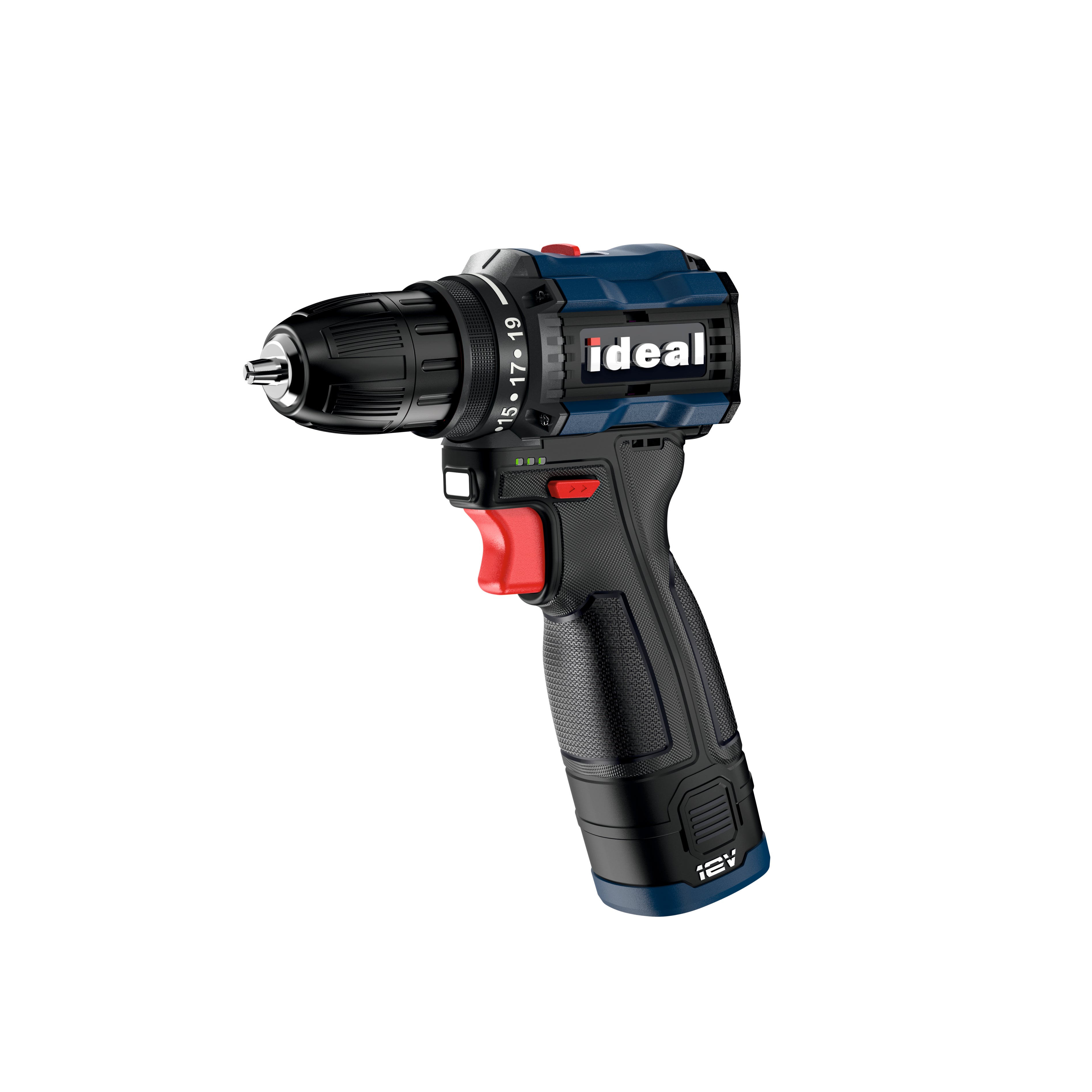 Ideal cordless drill IDM CD12V on a white background