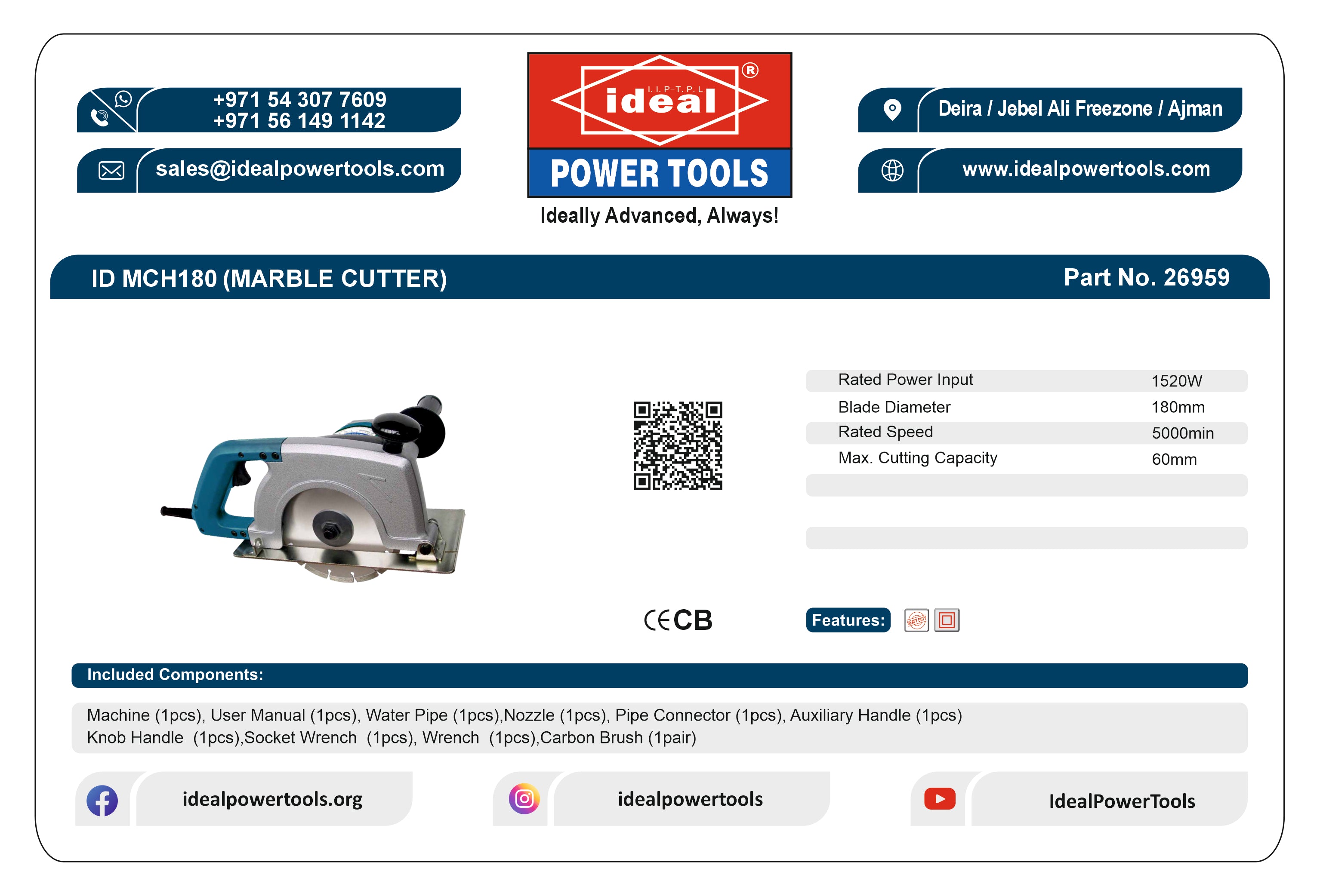 ID MCH180 ELECTRIC MARBLE CUTTER MACHINE