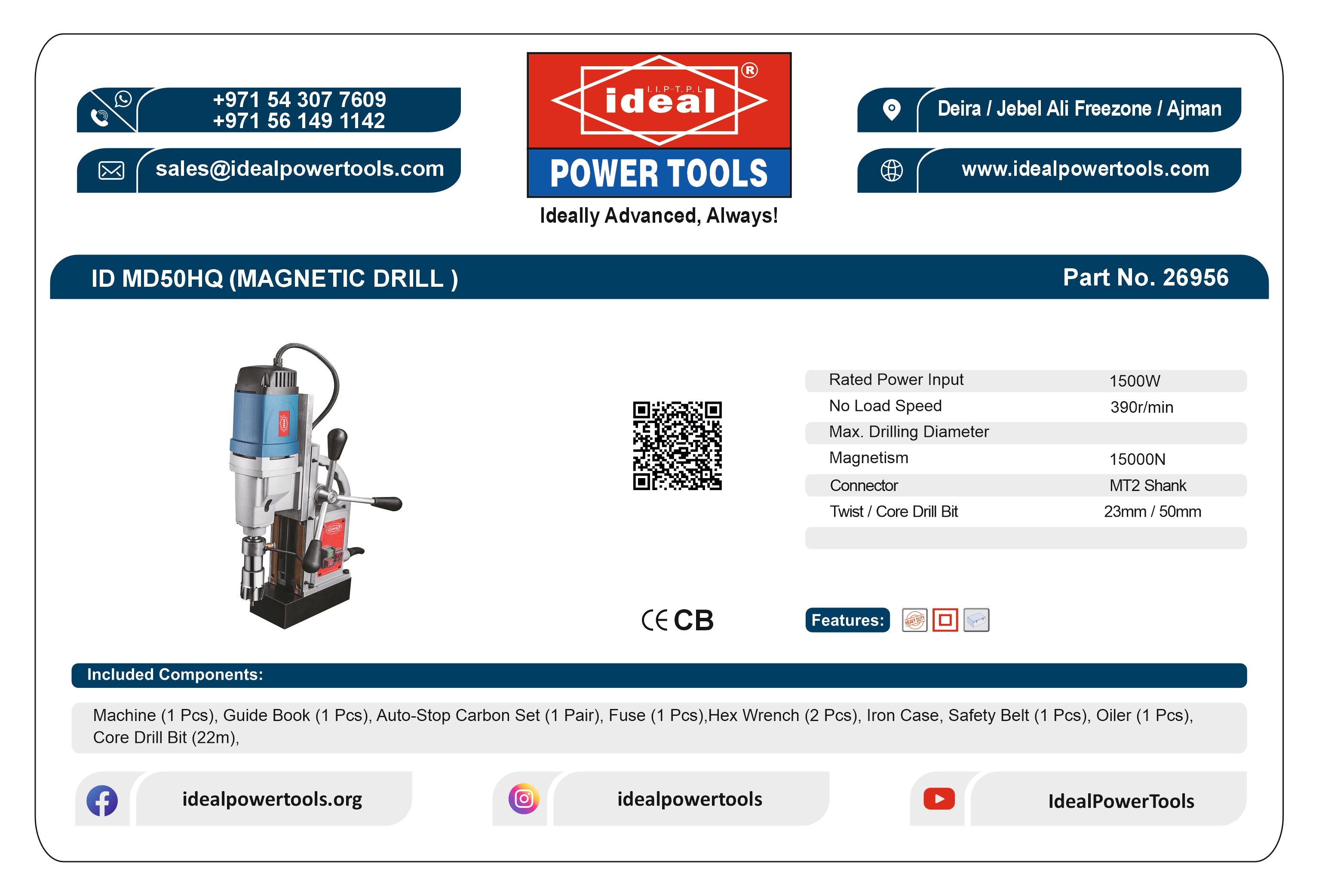 ID MD50HQ ELECTRIC MAGNETIC CORE DRILL MACHINE