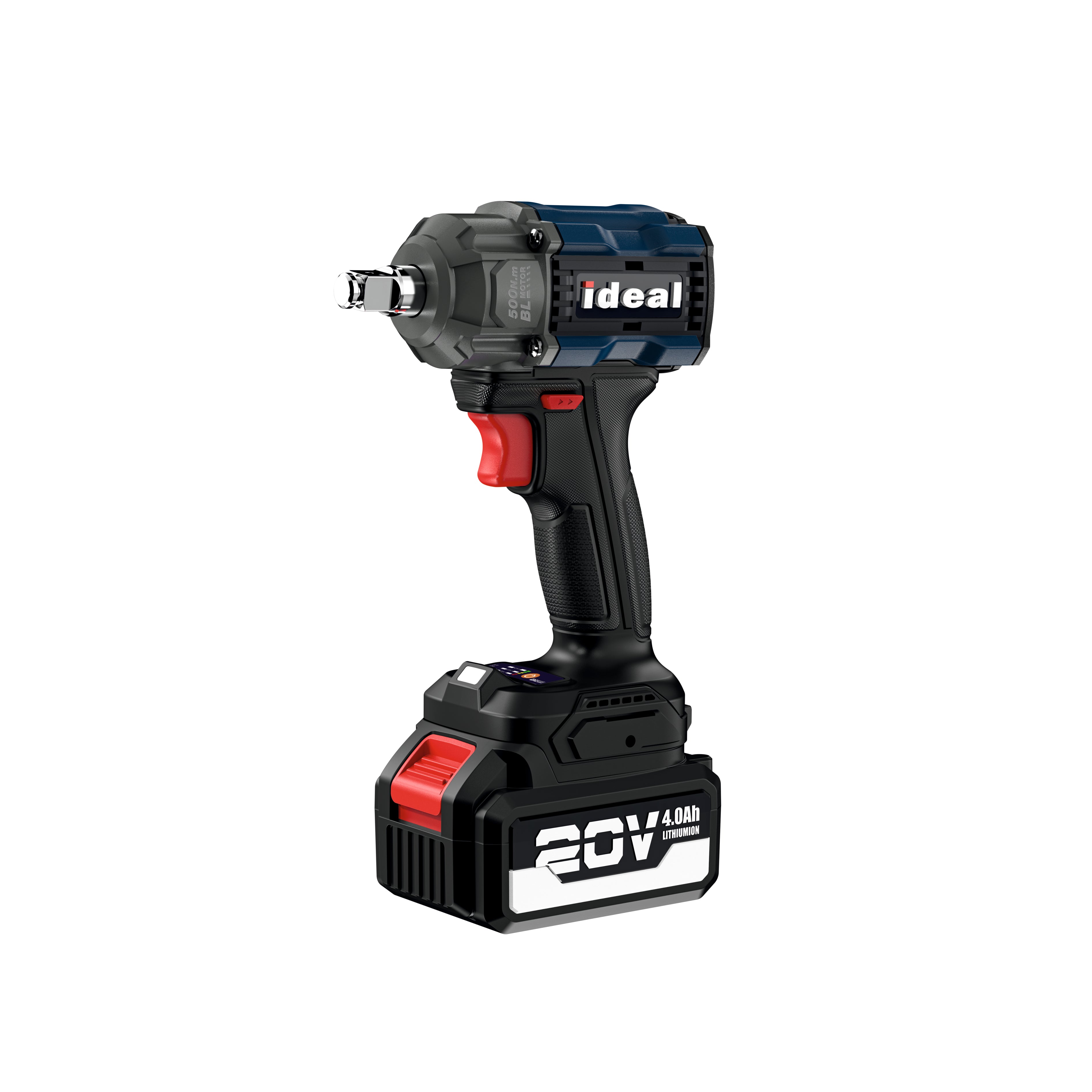 Ideal brand cordless impact wrench IDM IW-B500 on a white background
