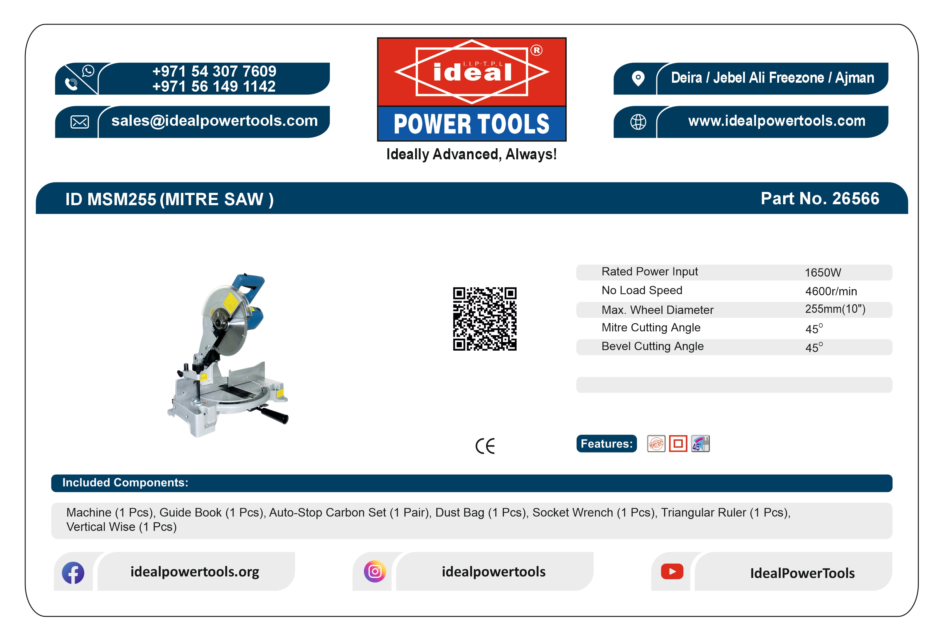 ID MSM255 ELECTRIC MITRE SAW MACHINE