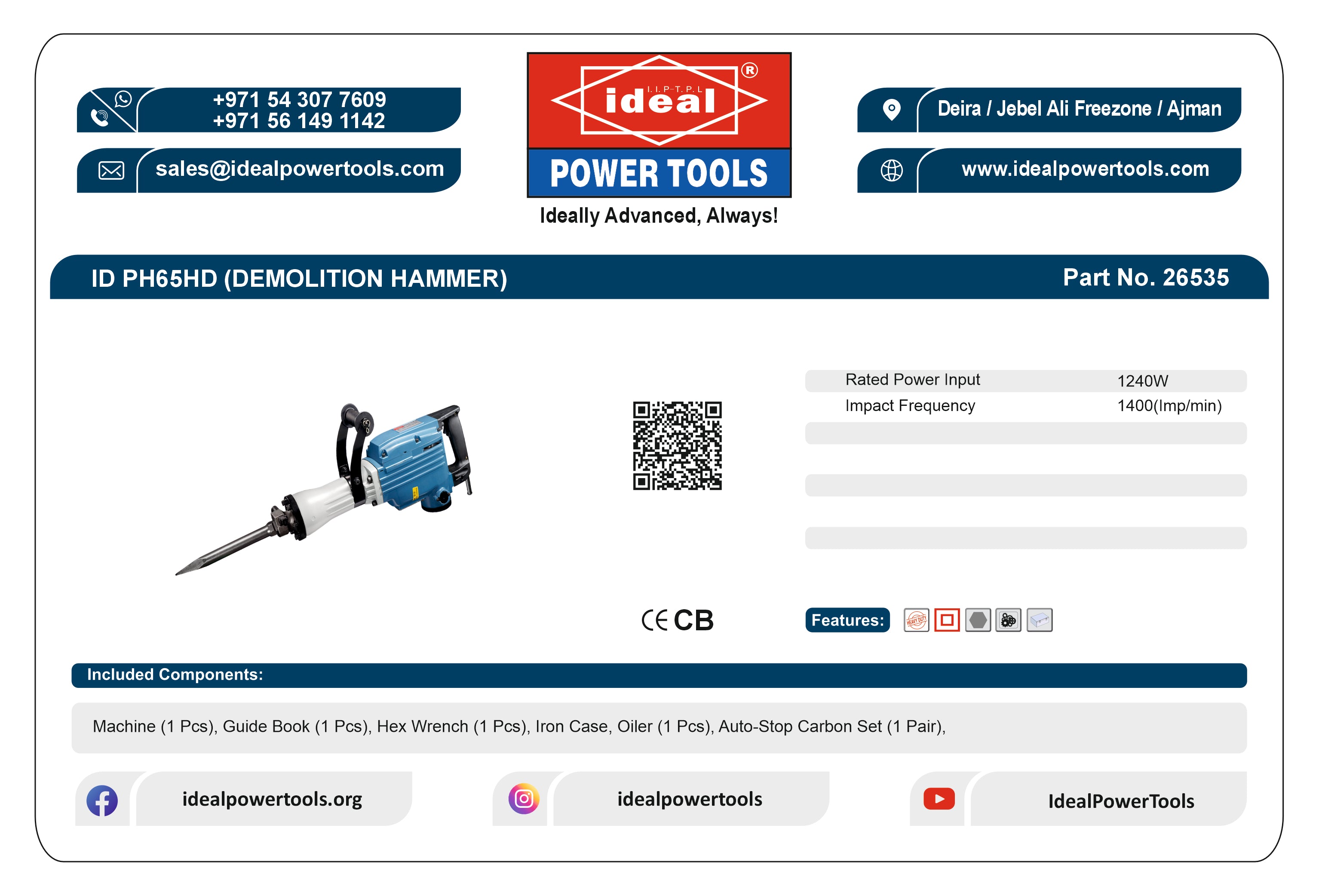 ID PH65HD ELECTRIC DEMOLITION HAMMER MACHINE