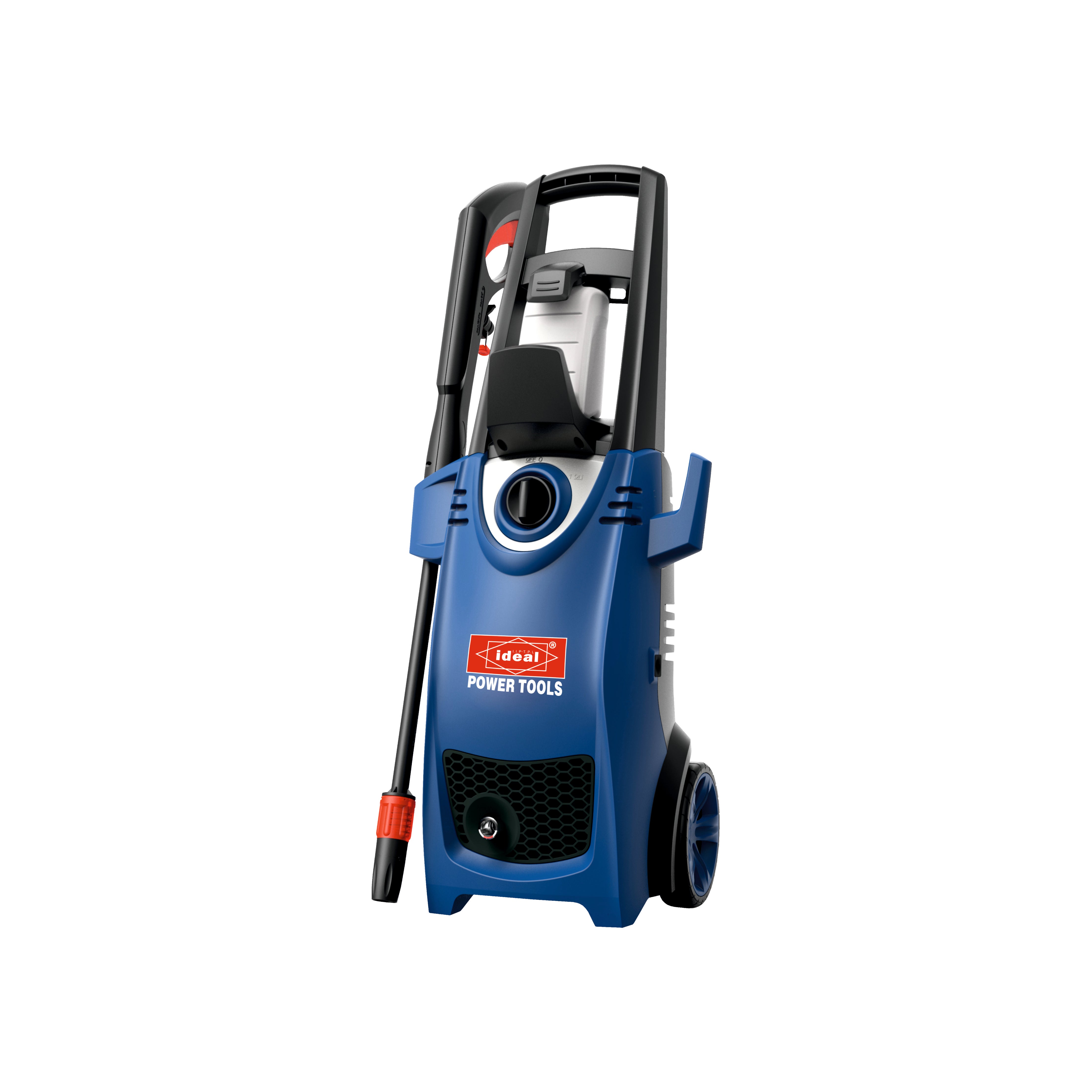 Blue and black color electric pressure washer ID PW180 with 'Ideal' brand logo on a white background