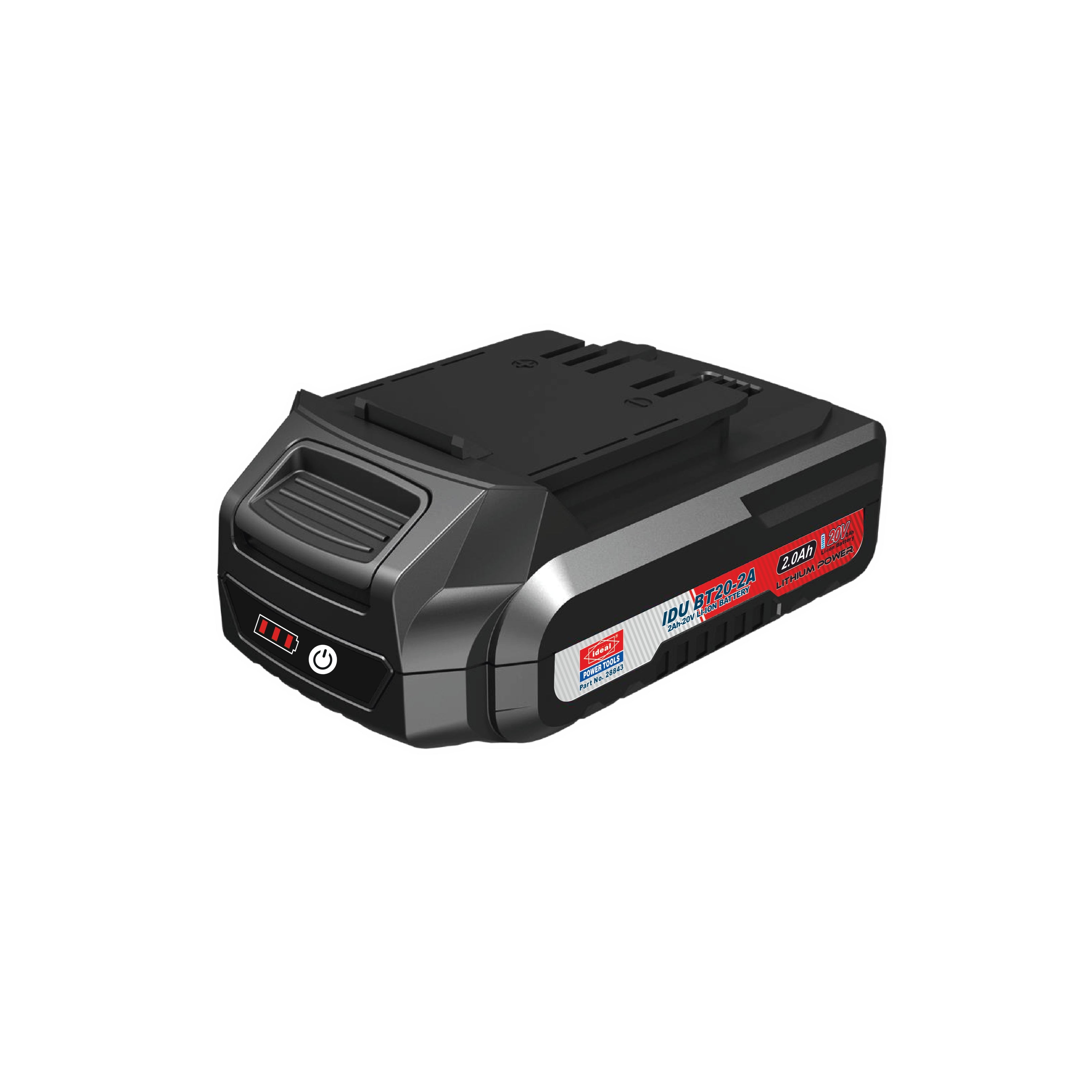 Black and gray battery pack on a white background