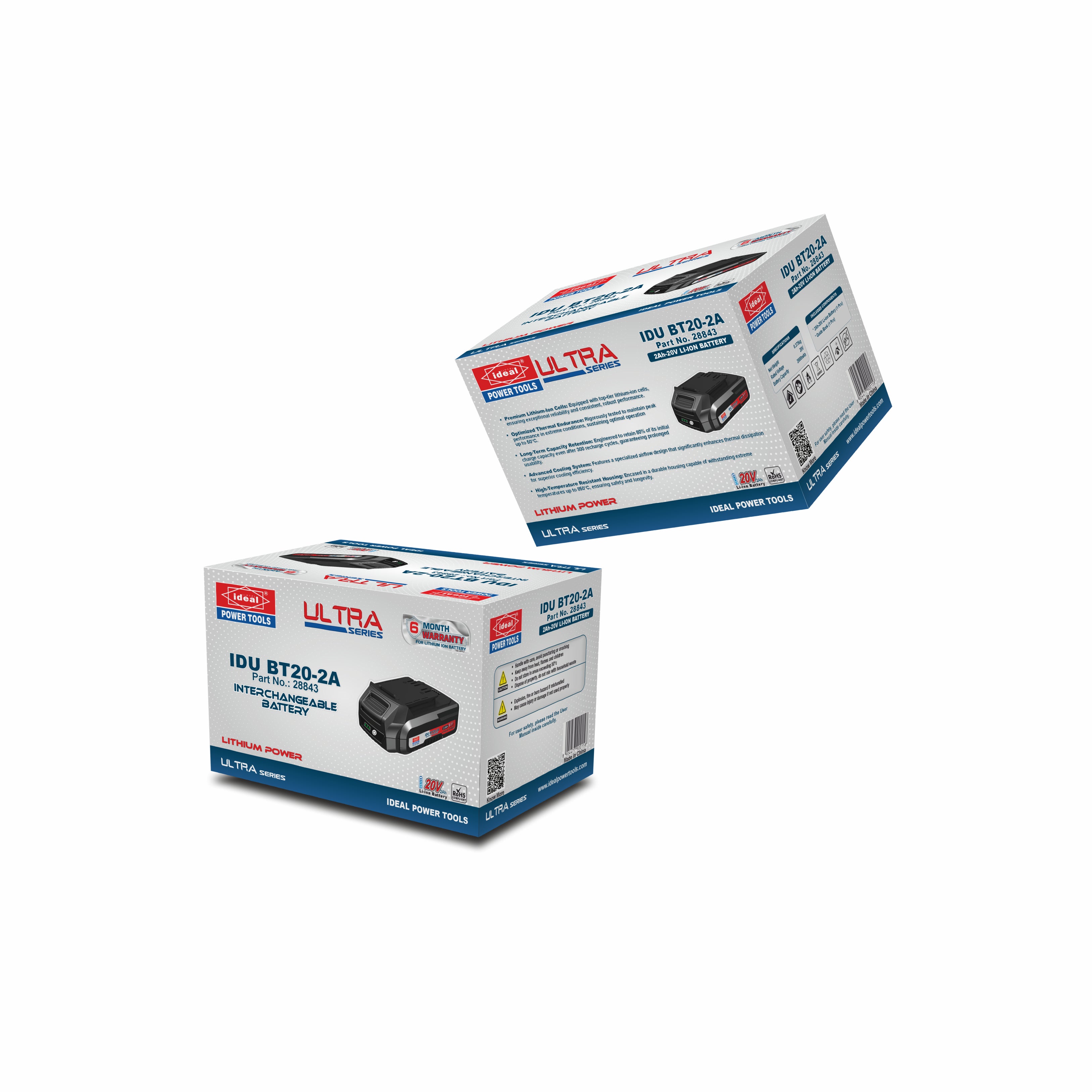 Two Ultra series ideal branded battery boxes on a white background