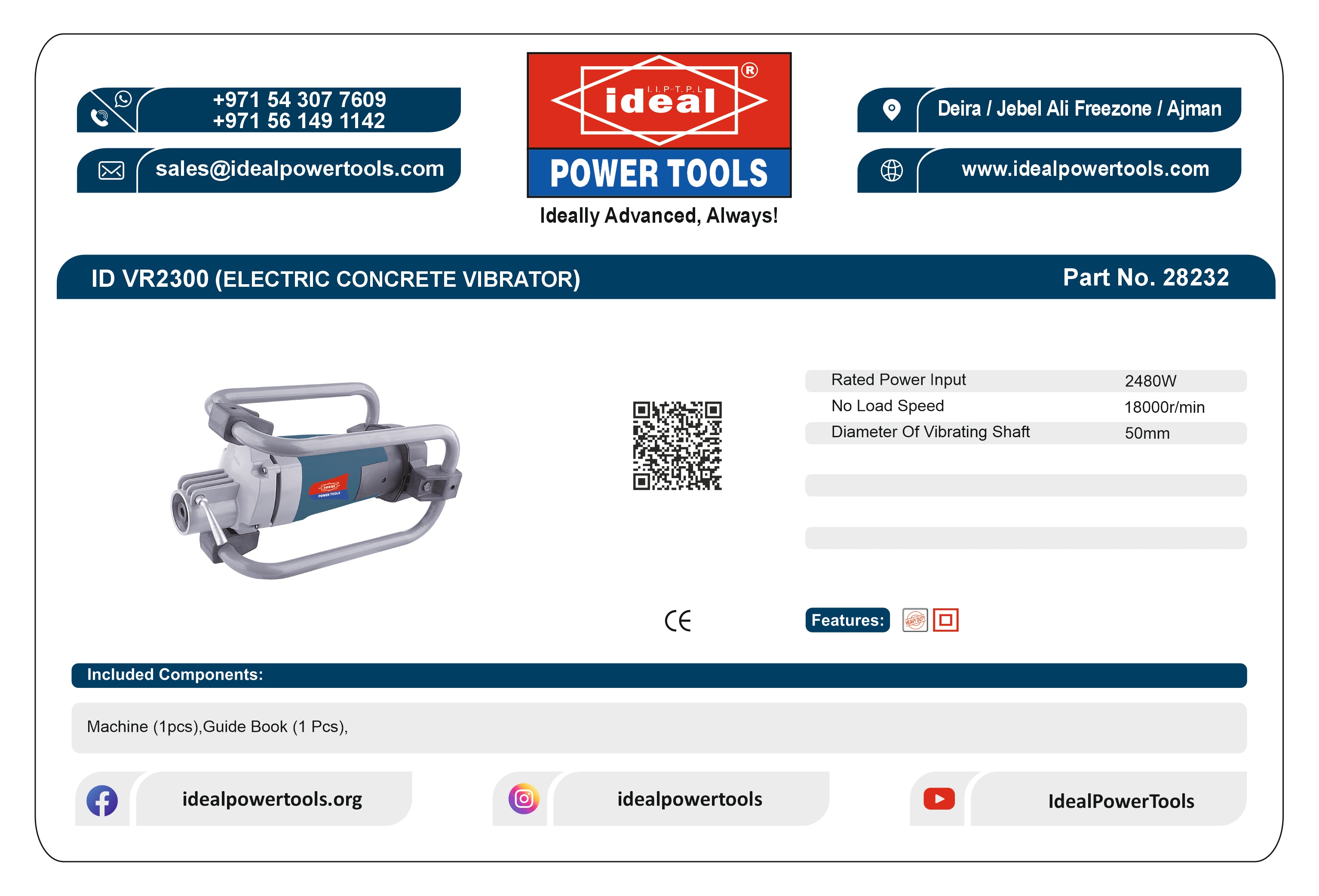 ID VR2300 ELECTRIC CONCRETE VIBRATOR MACHINE