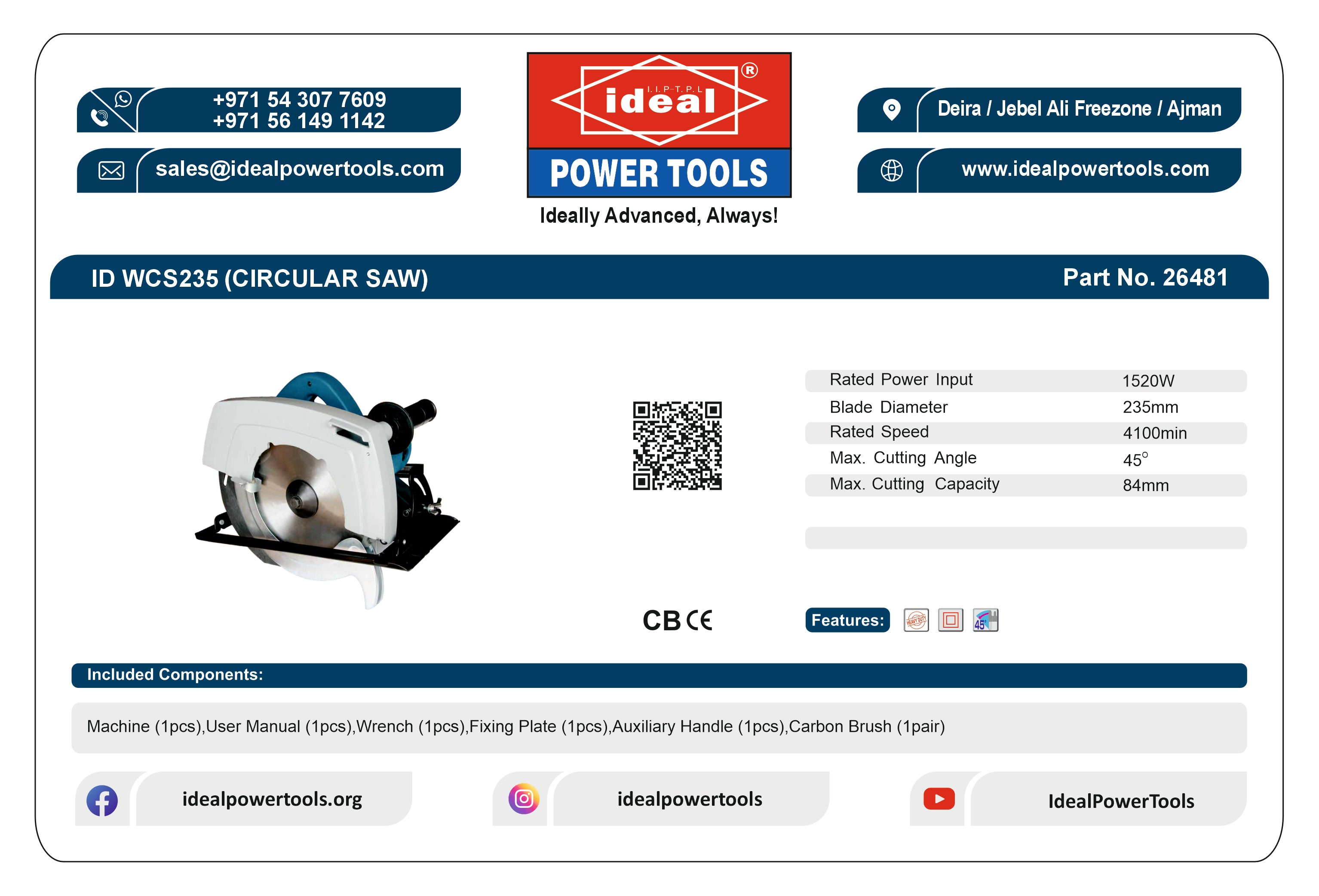 ID WCS235 ELECTRIC CIRCULAR SAW MACHINE