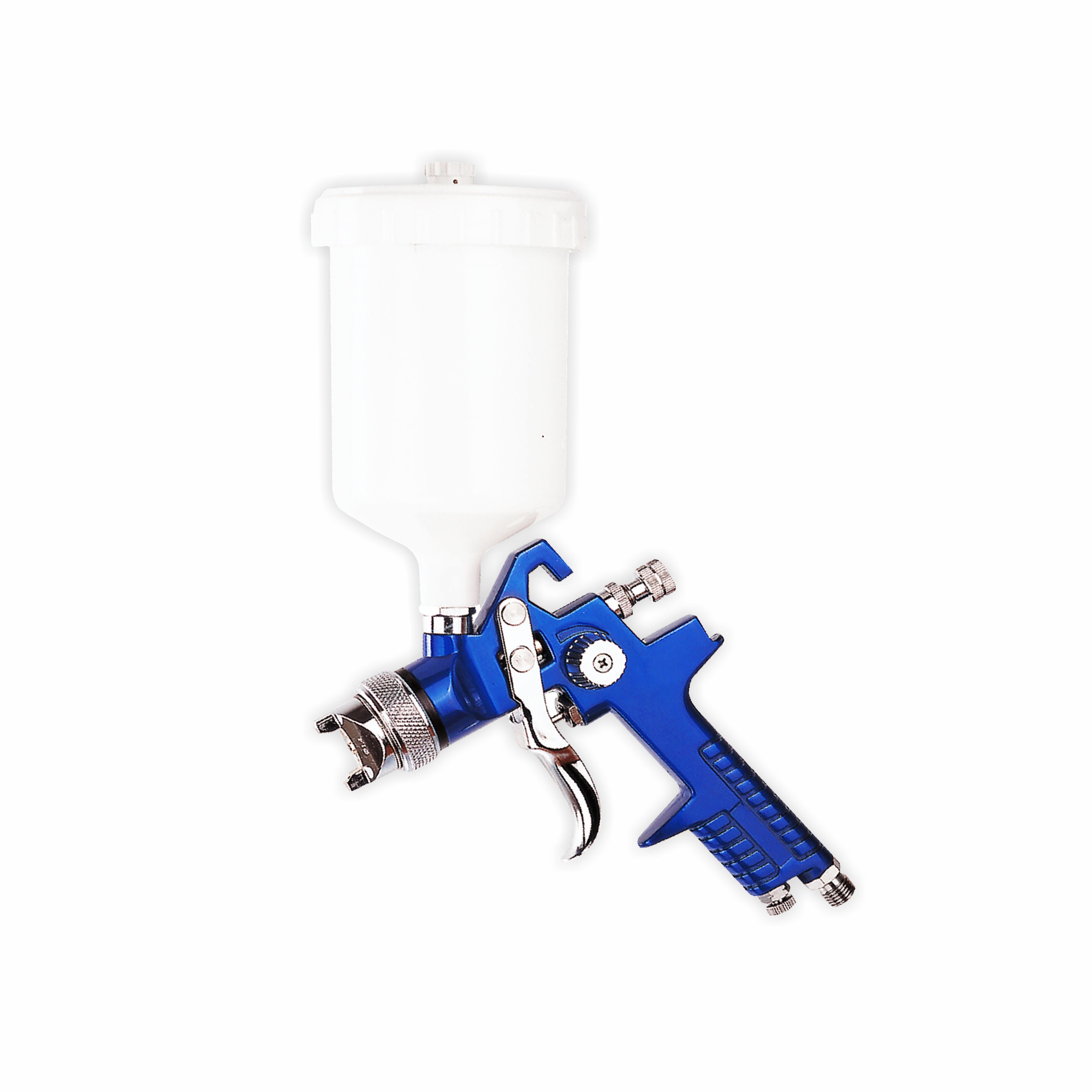 Blue ideal spray gun on a white background