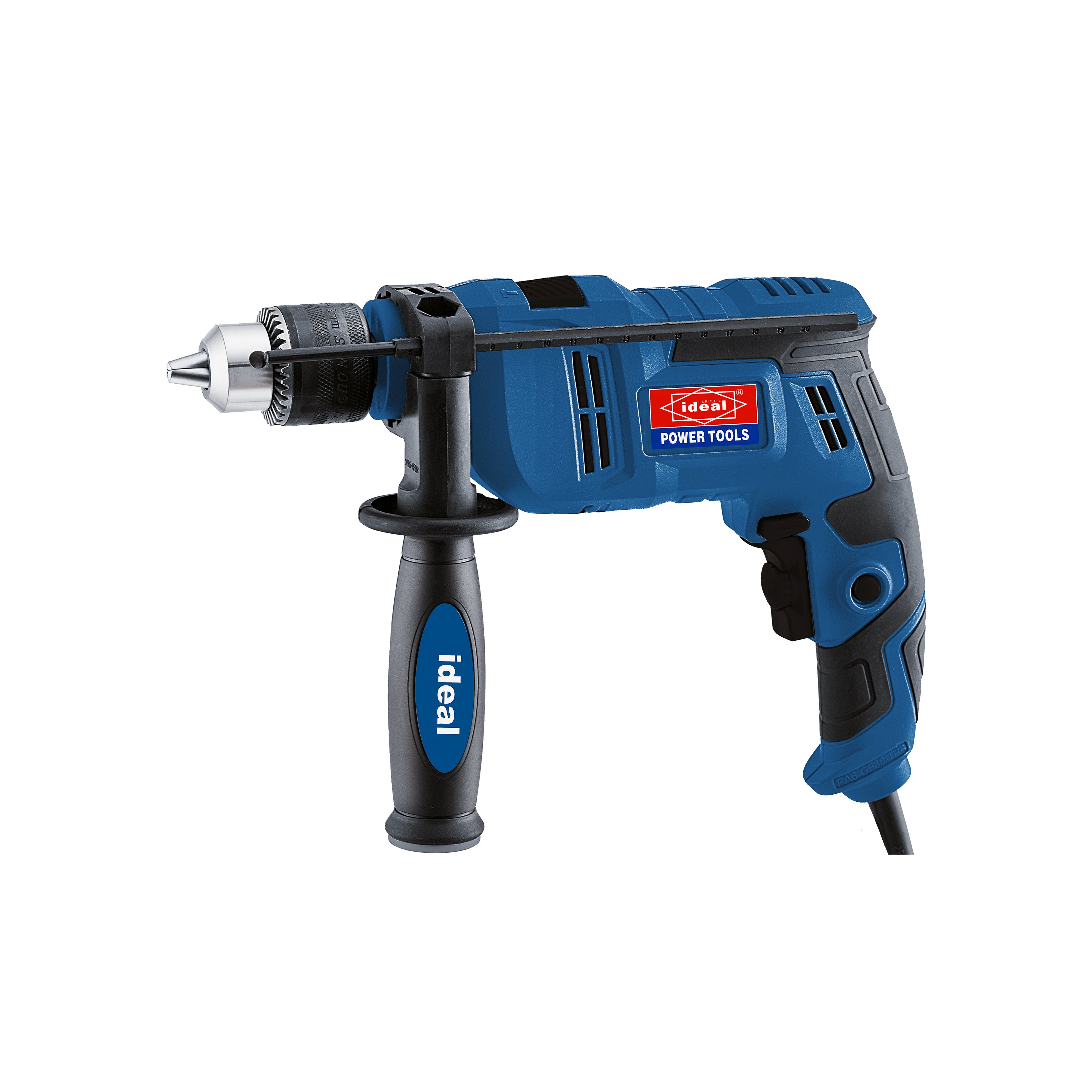 Blue and black drilling machine ID 950RF with 'ideal' branding on a white background