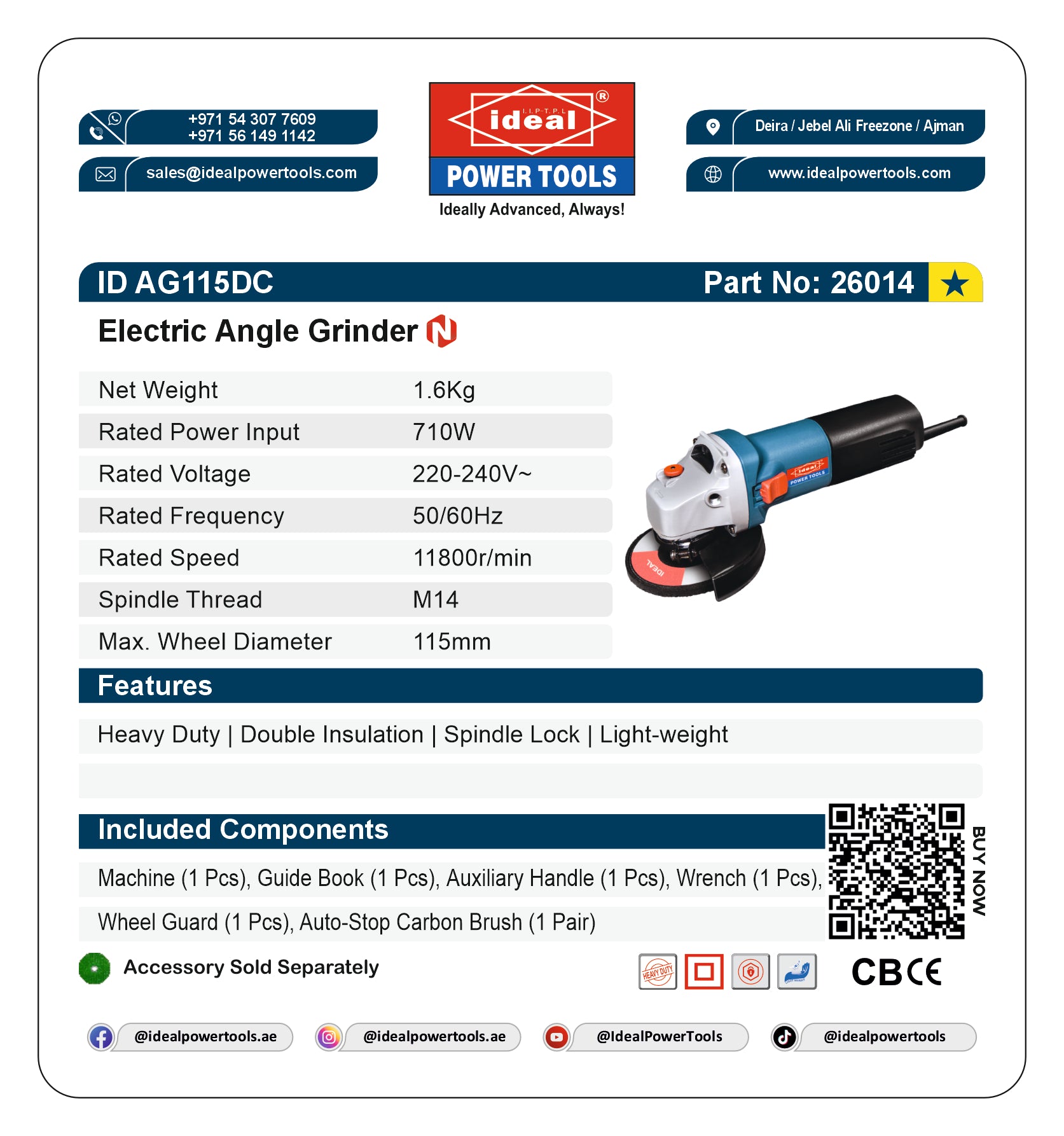 ID AG115DC ELECTRIC ANGLE GRINDER MACHINE