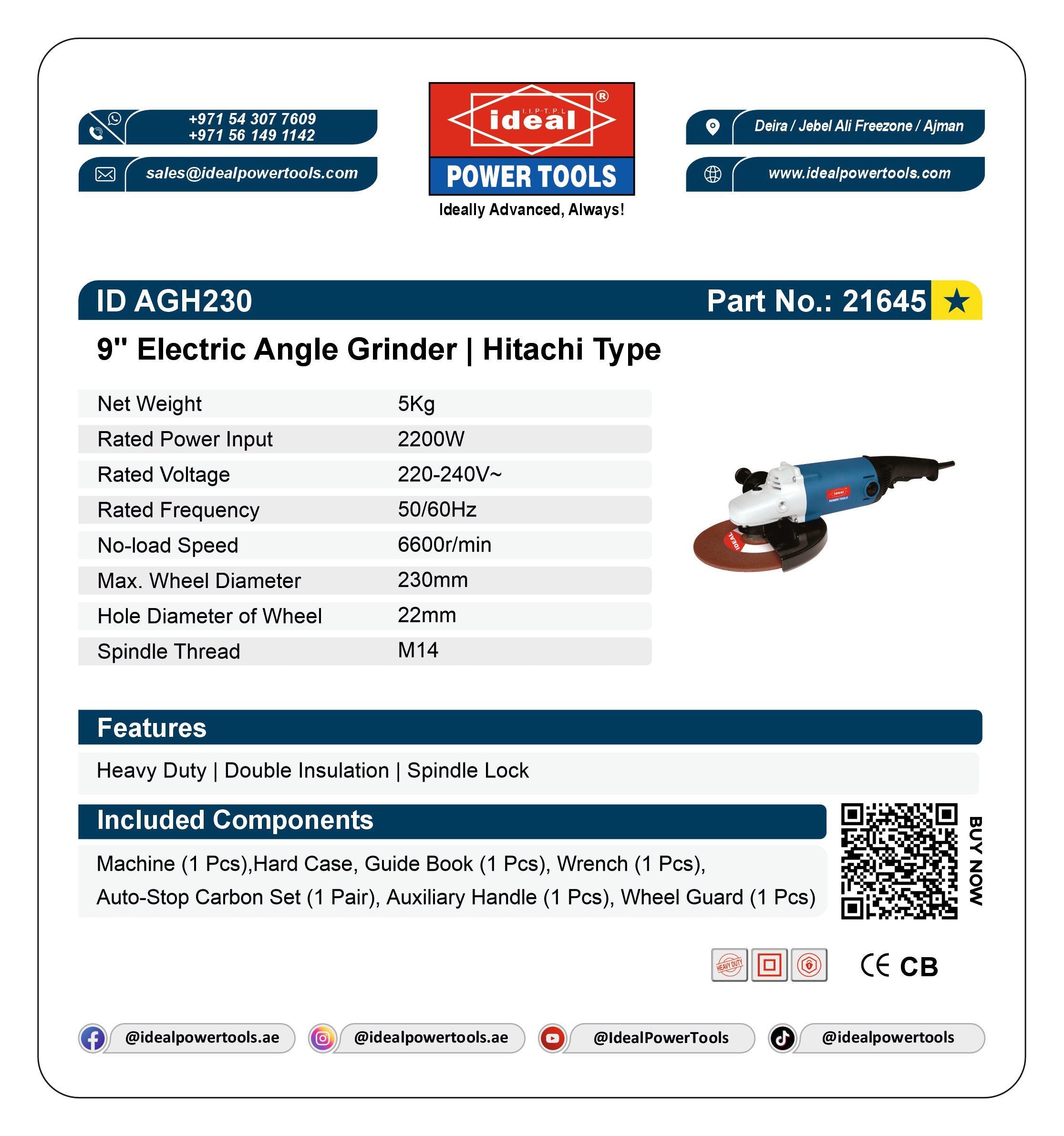 ID AGH230 ELECTRIC ANGLE GRINDER MACHINE