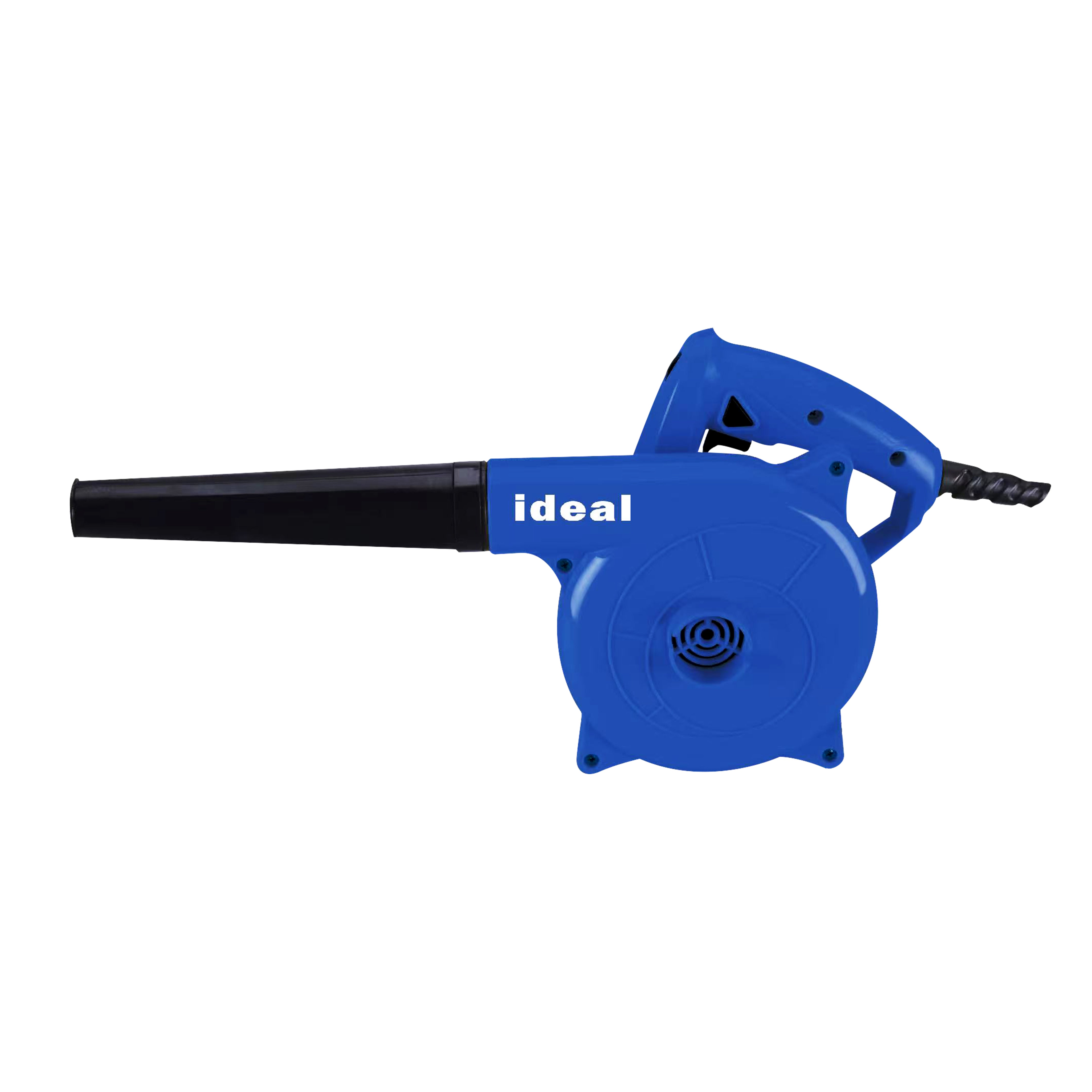 Blue air blower with 'ideal' branding on a white background