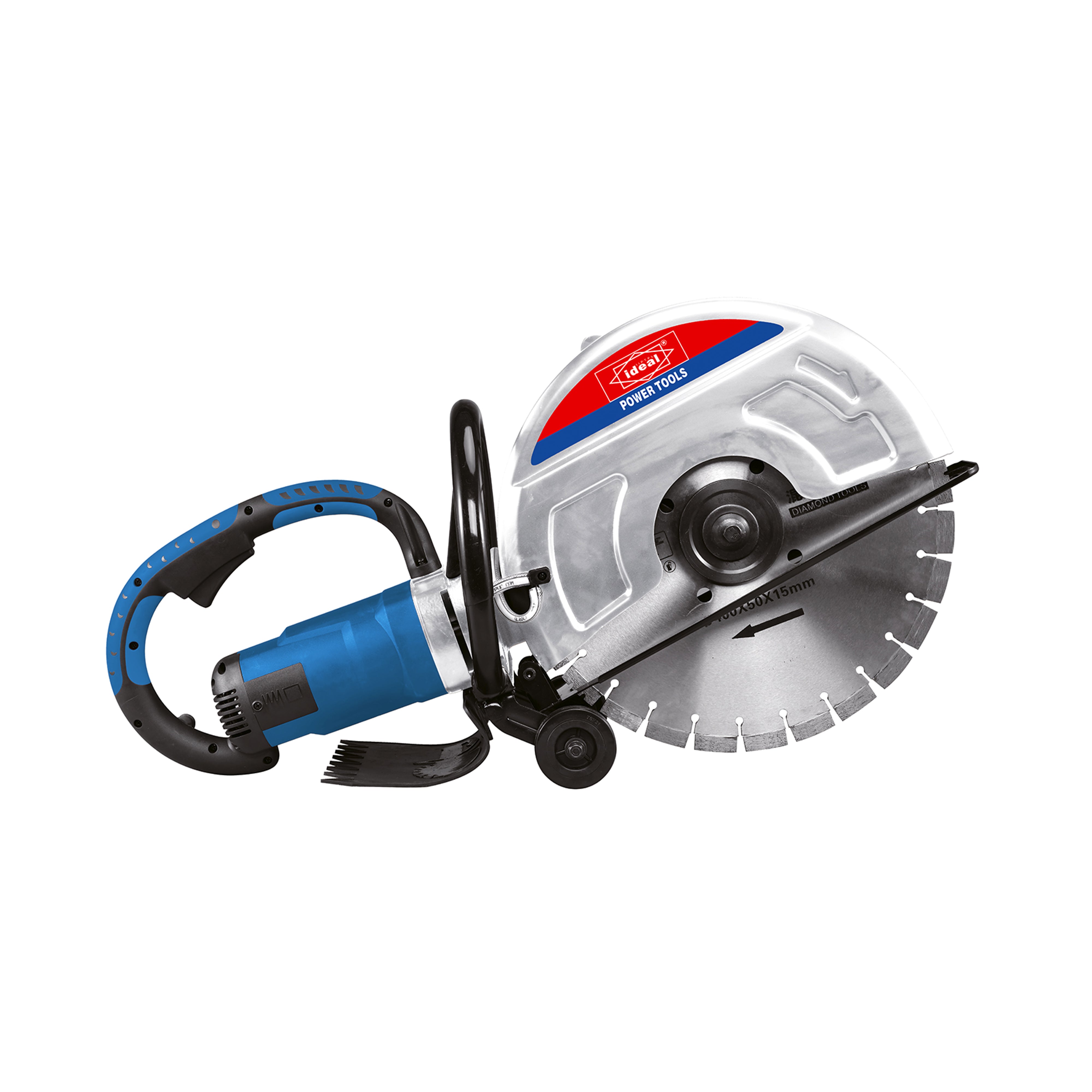 Electric Portable Slab Cutter with blue handle on a white background
