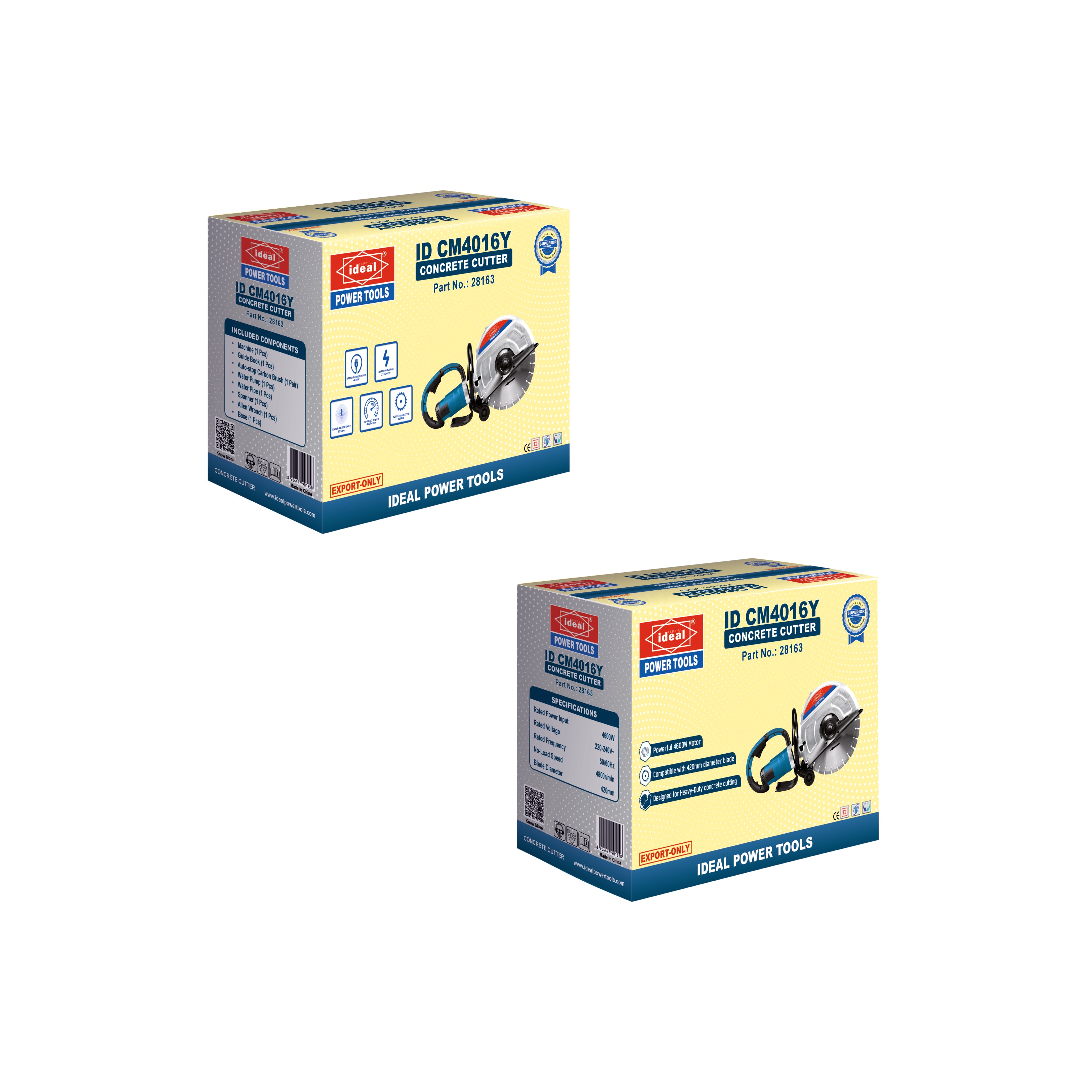 Two boxes of Electric Portable Slab Cutters on a white background