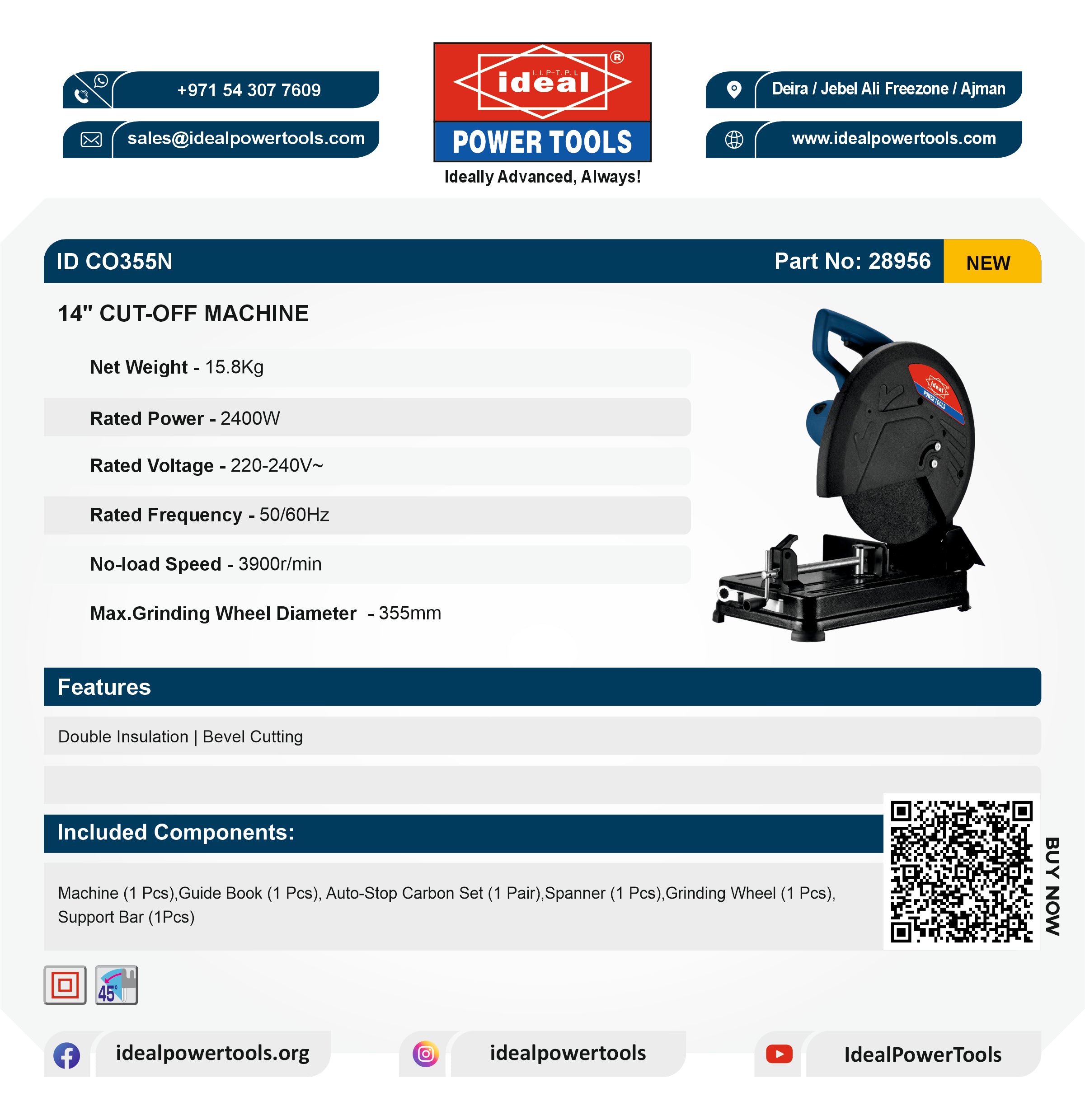 ID CO355N - 14" ELECTRIC CUT-OFF SAW MACHINE