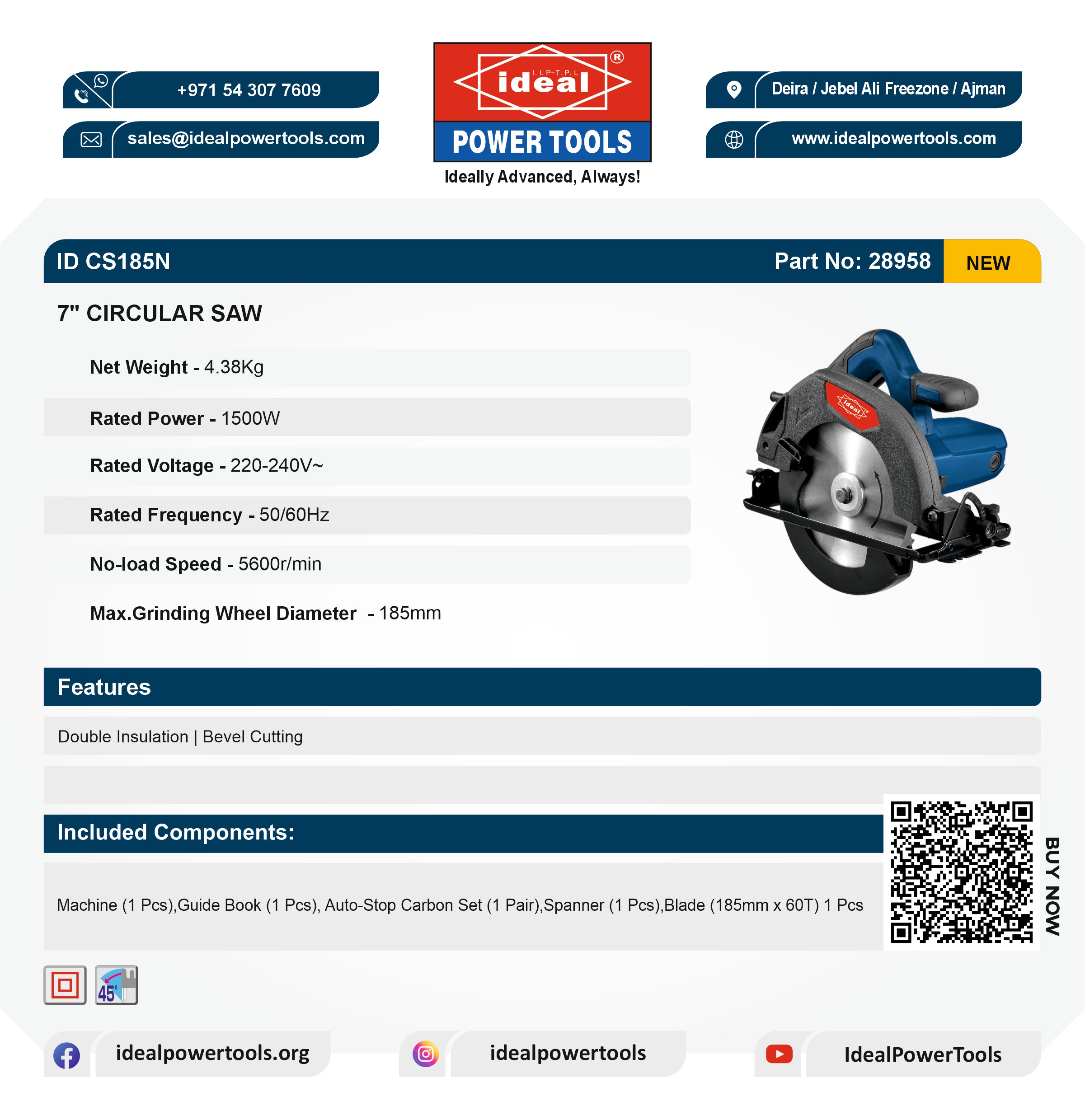 ID CS185N - 7" ELECTRIC CIRCULAR SAW MACHINE