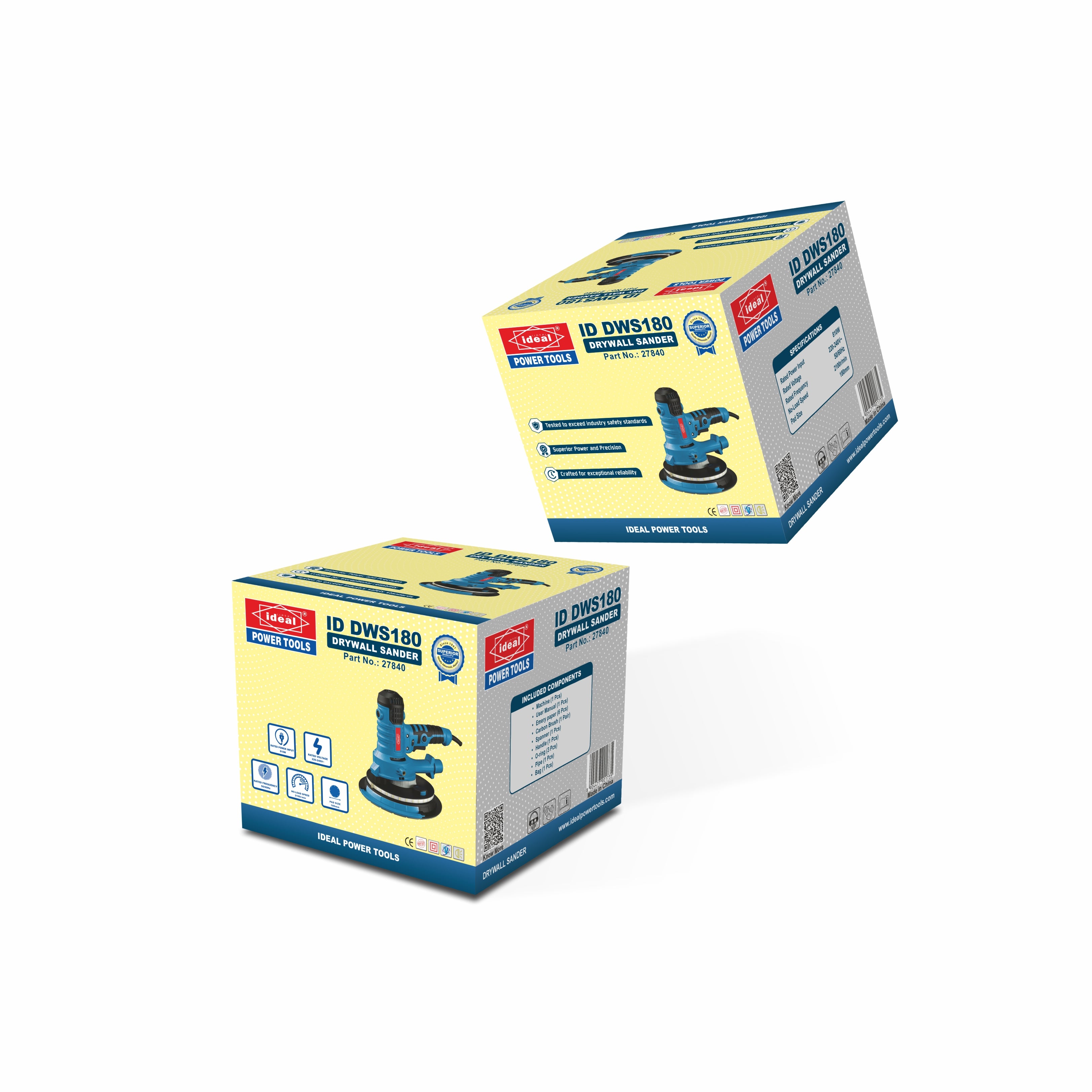 Two boxes of a drywall sander tool on a white background
