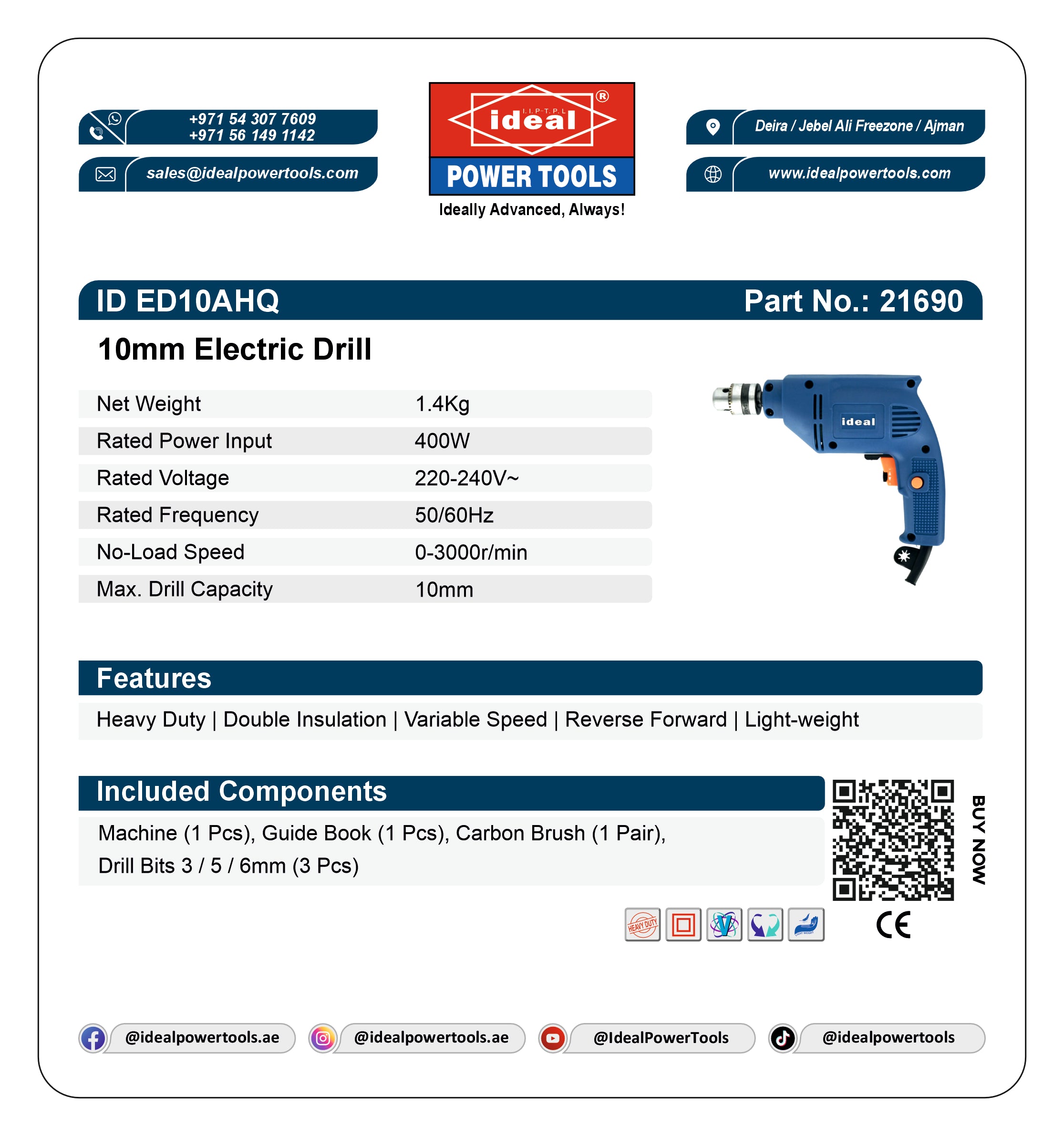 ID ED10AHQ ELECTRIC DRILL MACHINE