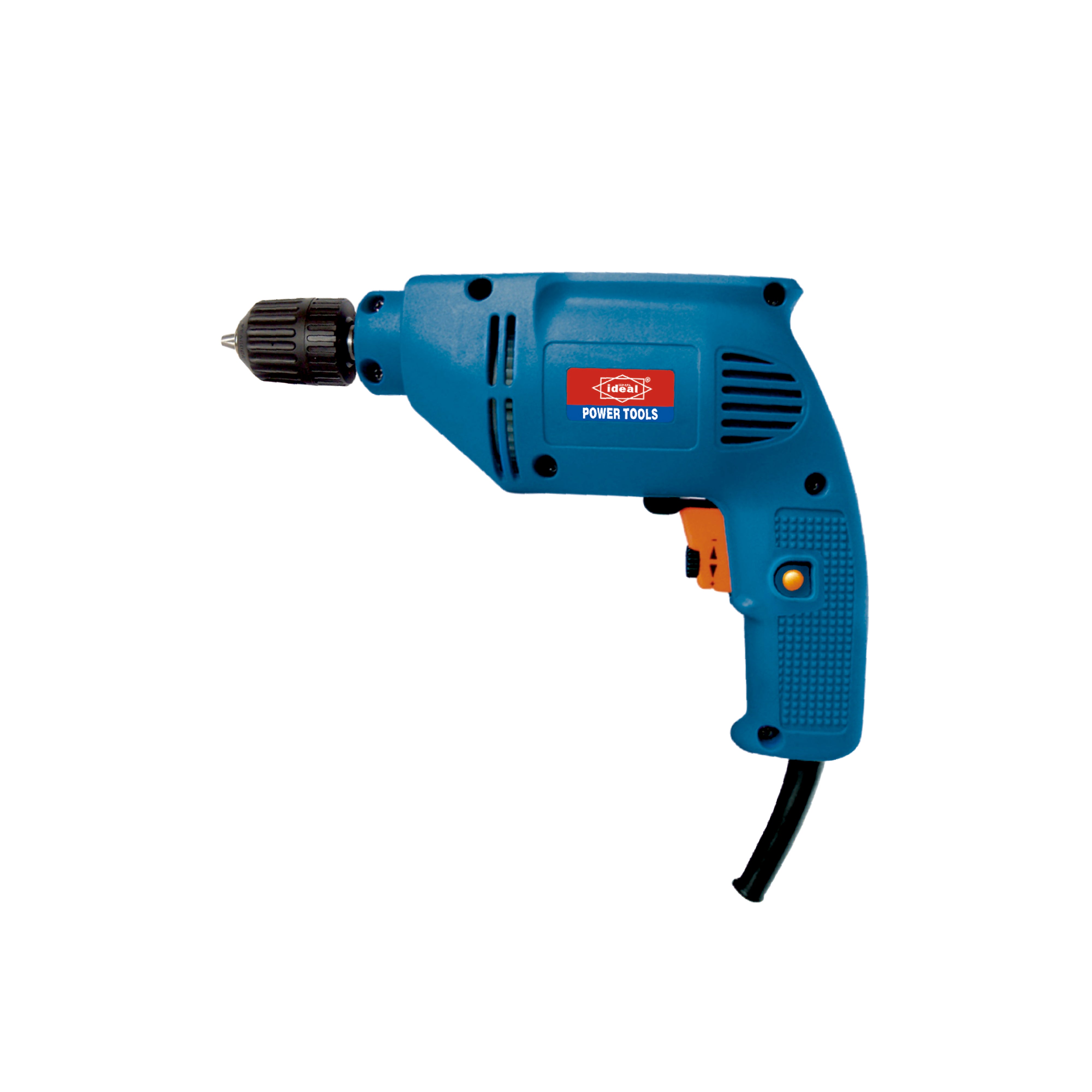 Blue electric drill ID ED10AR with a visible brand logo on a white background