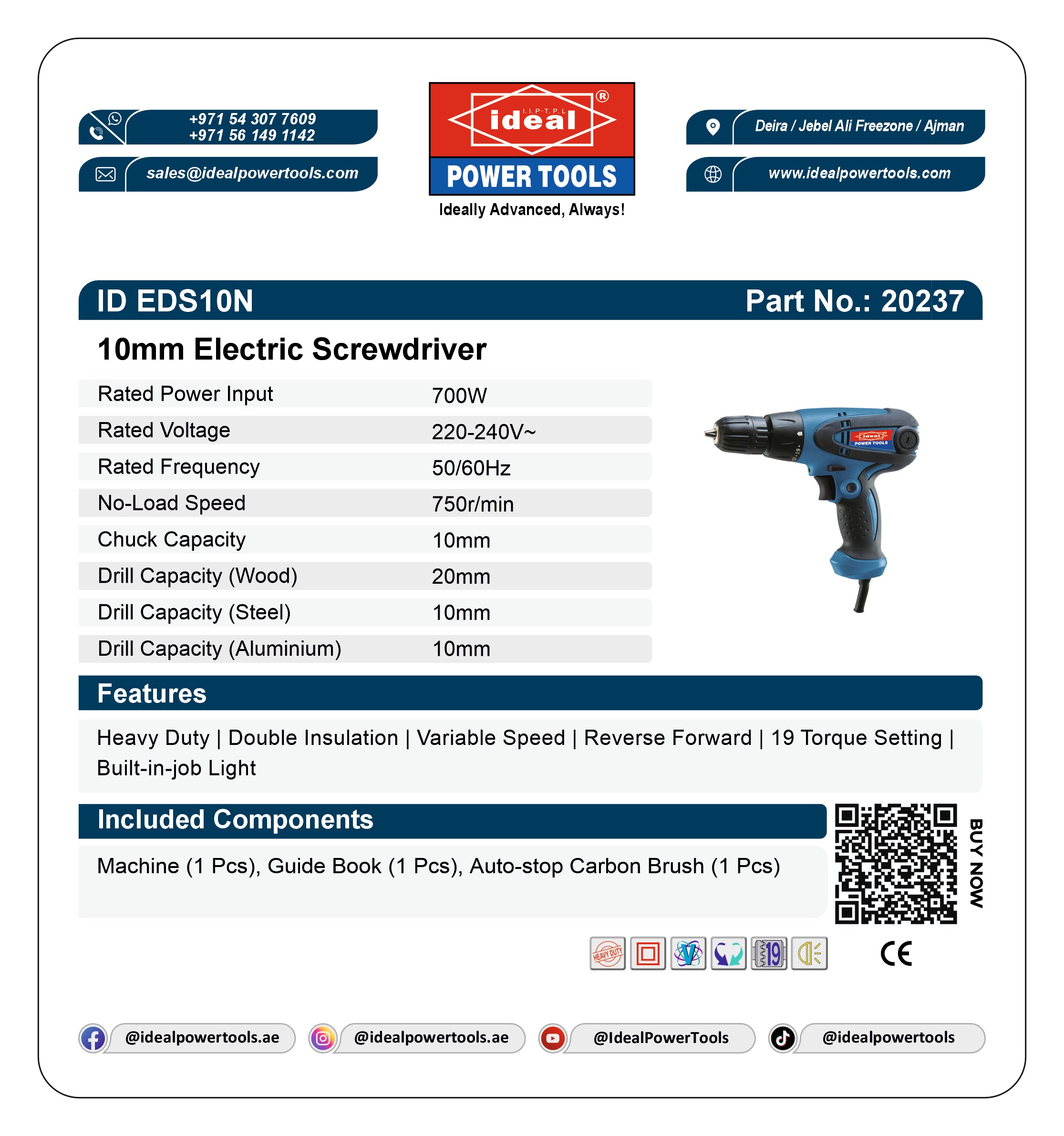 ID EDS10N ELECTRIC DRILLING SCREWDRIVER MACHINE