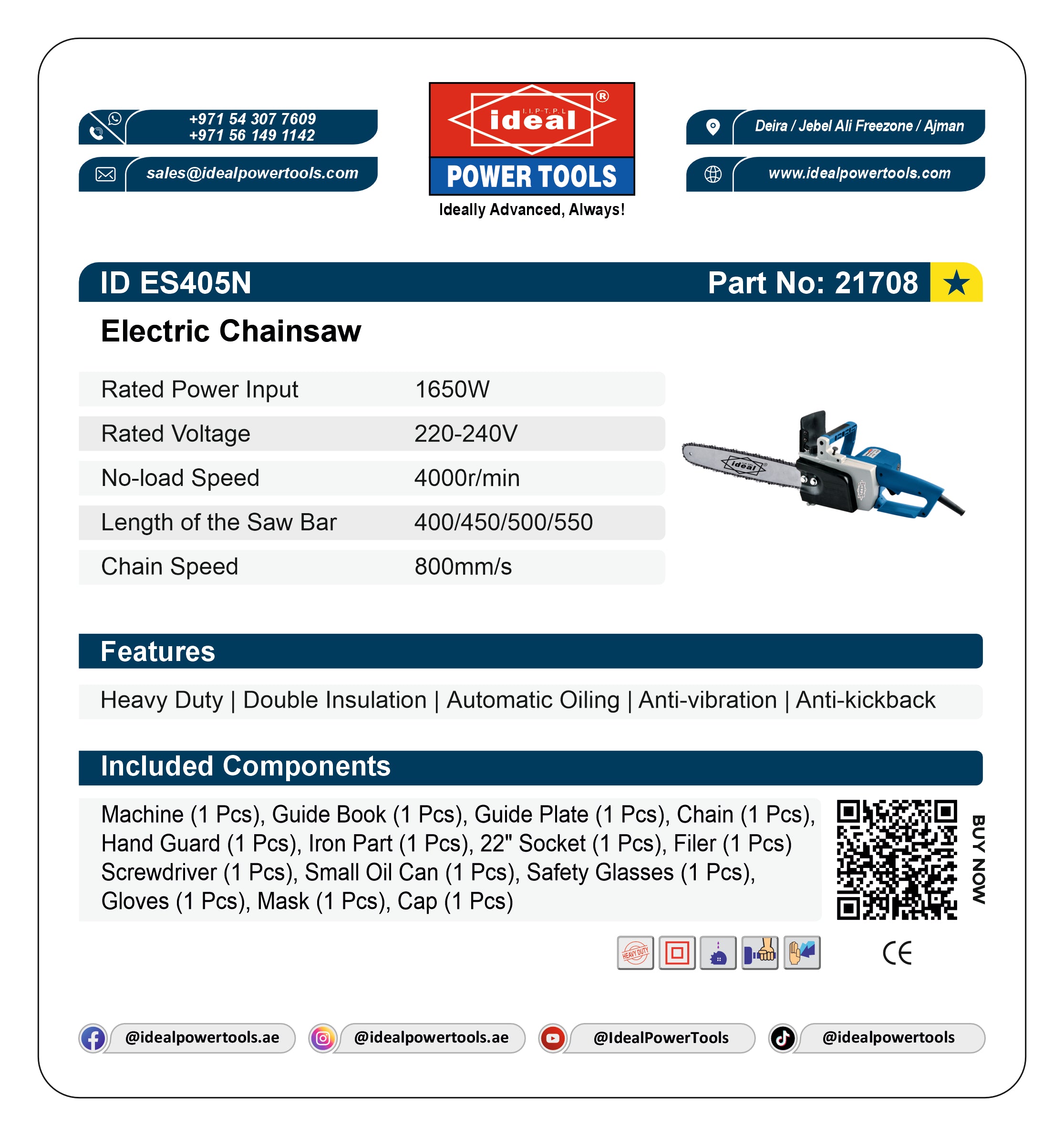 ID ES405N ELECTRIC CHAINSAW MACHINE