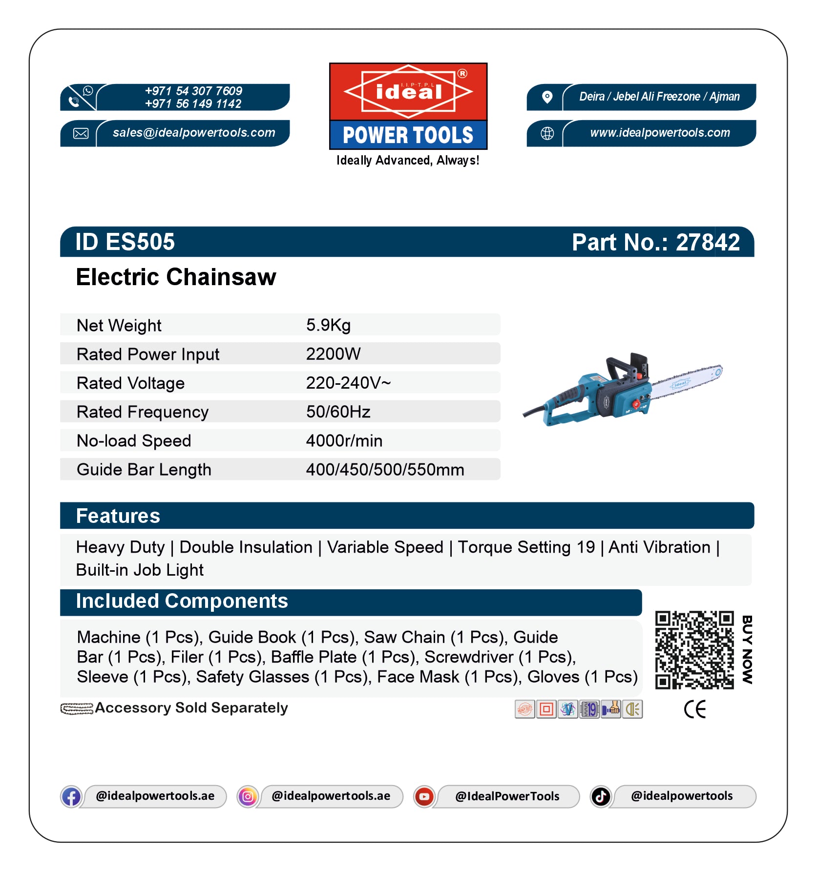 ID ES505 ELECTRIC CHAINSAW MACHINE