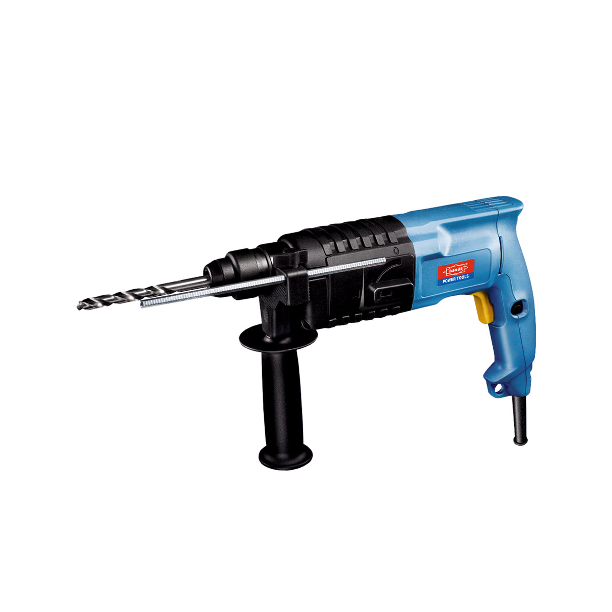 Blue and black rotary hammer drill ID HDC02-20 on a white background
