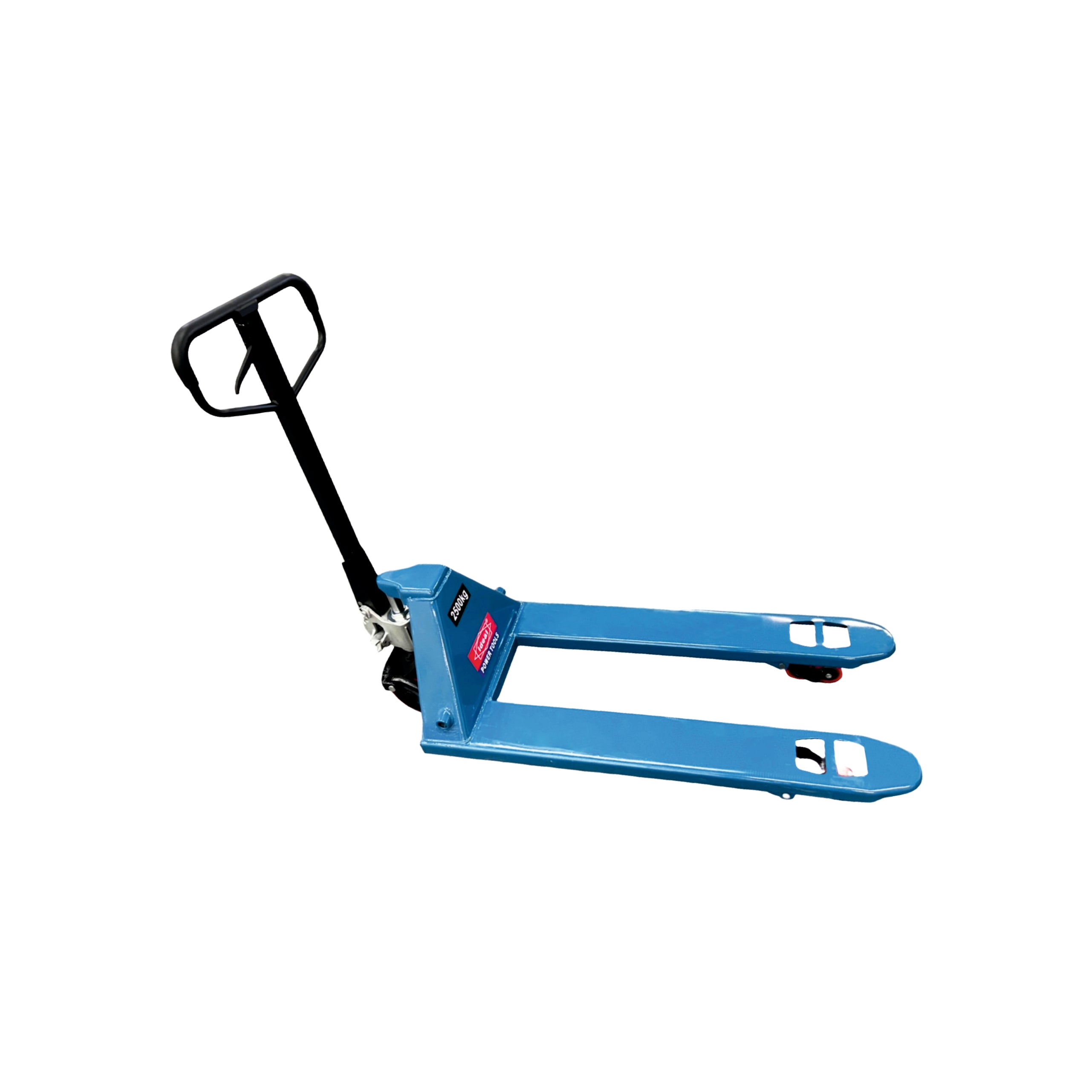 Blue pallet jack on a white background